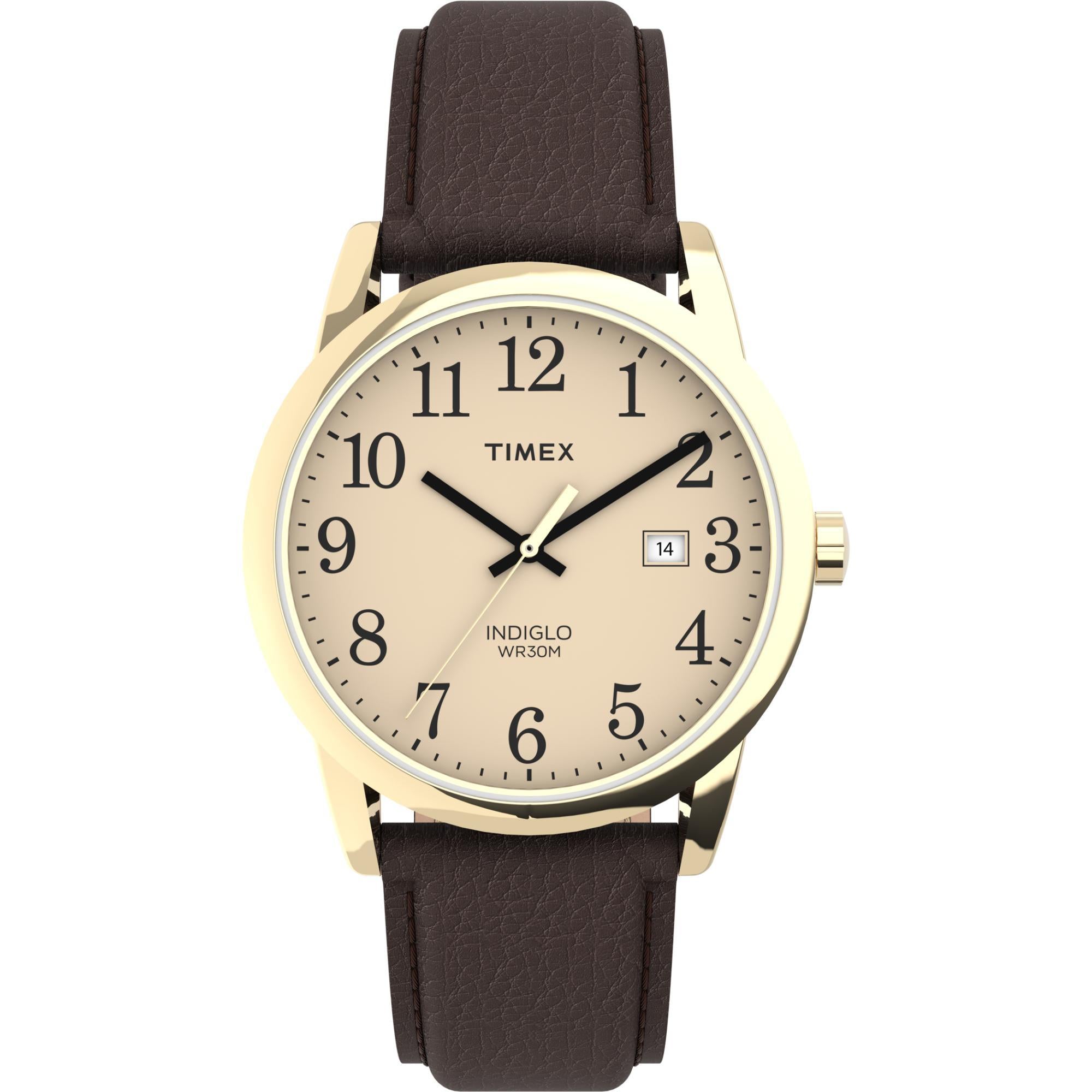 Timex Easy Reader Quartz Cream Dial Leather Strap Unisex Watch TW2P75800