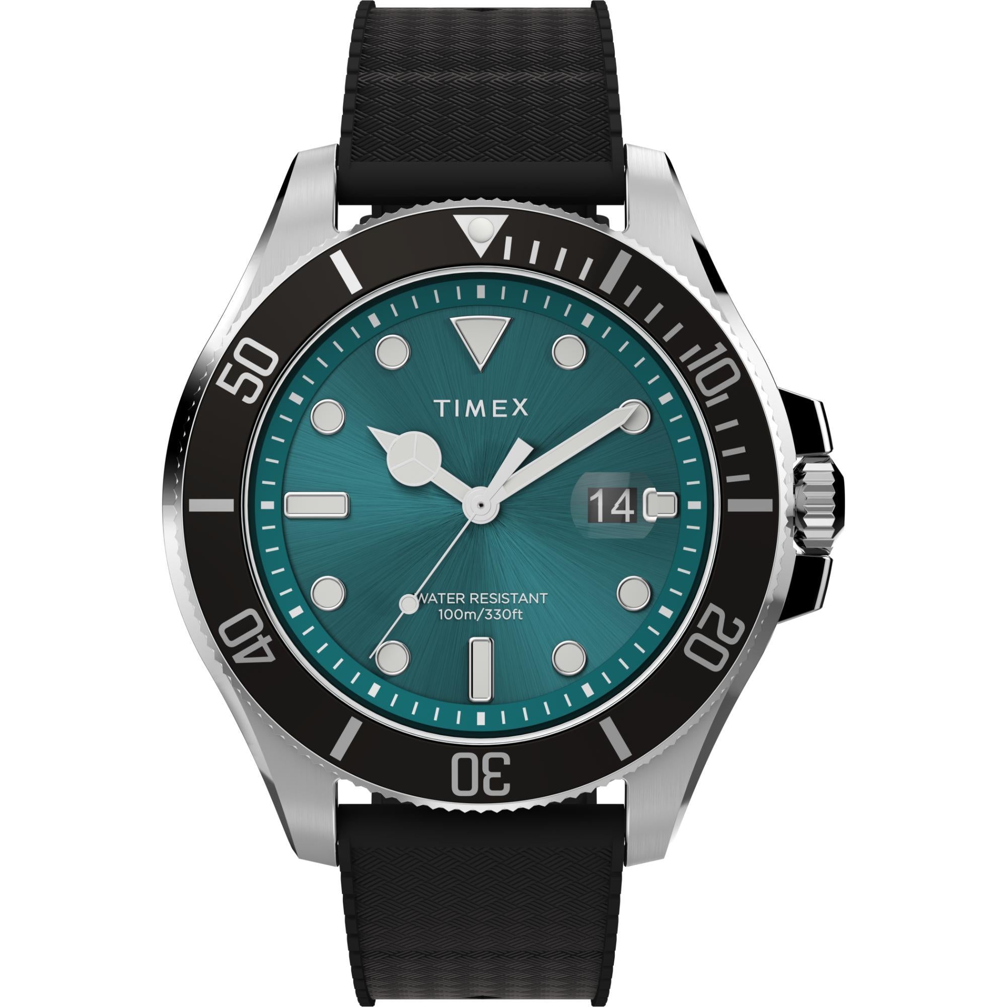 Timex Harborside Coast Quartz Green Dial Rubber Strap Men's Watch TW2V91700