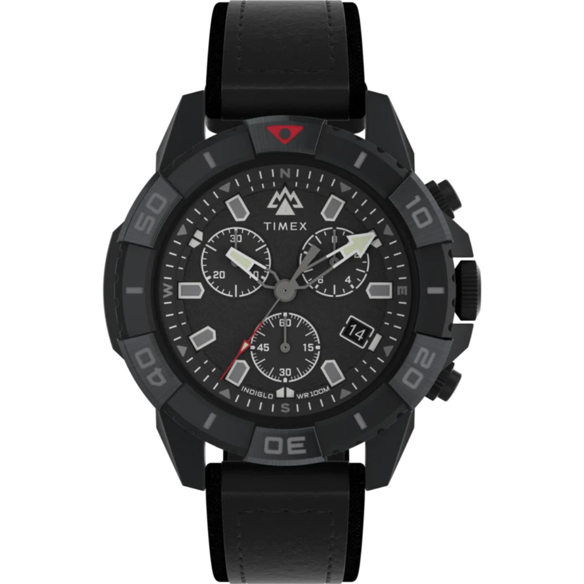 Timex Expedition Ridge Chronograph Black Dial Leather Strap Men's Watch TW2W16000