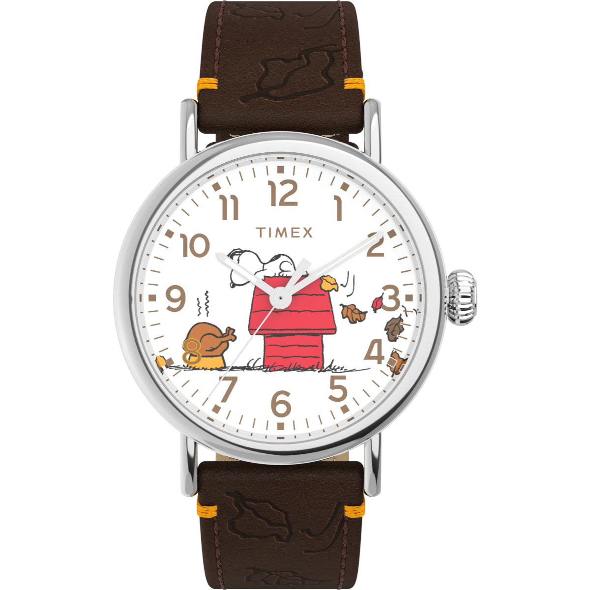 Timex X Peanuts Thanksgiving Quartz White Dial Leather Strap Unisex Watch TW2W44300
