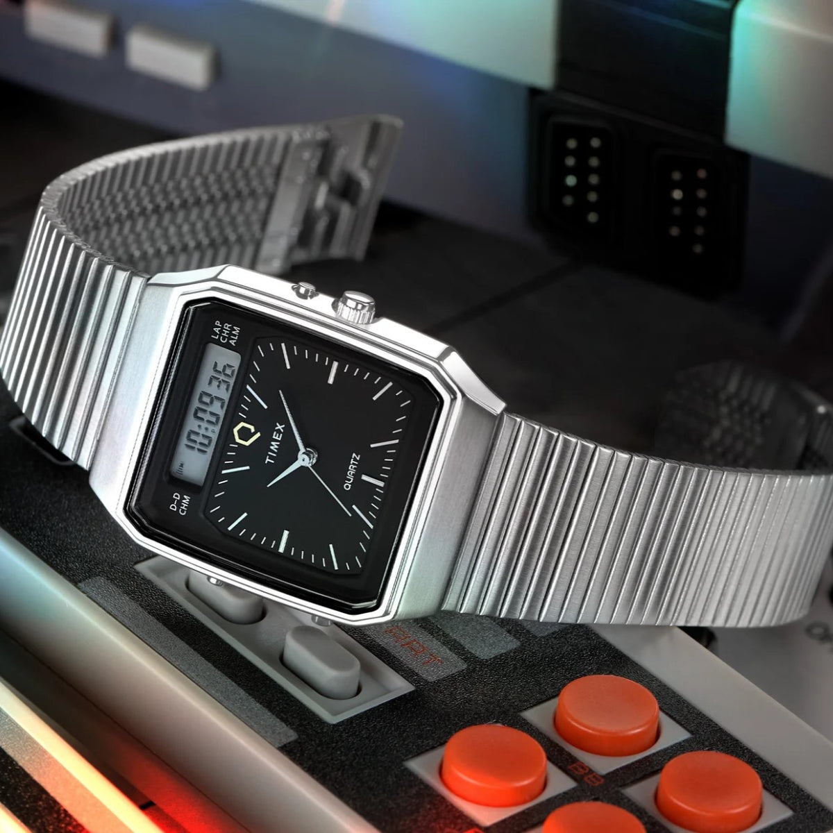 Timex 1982 Ana-Digi Reissue Black Dial Steel Strap Unisex Watch TW2Y05900