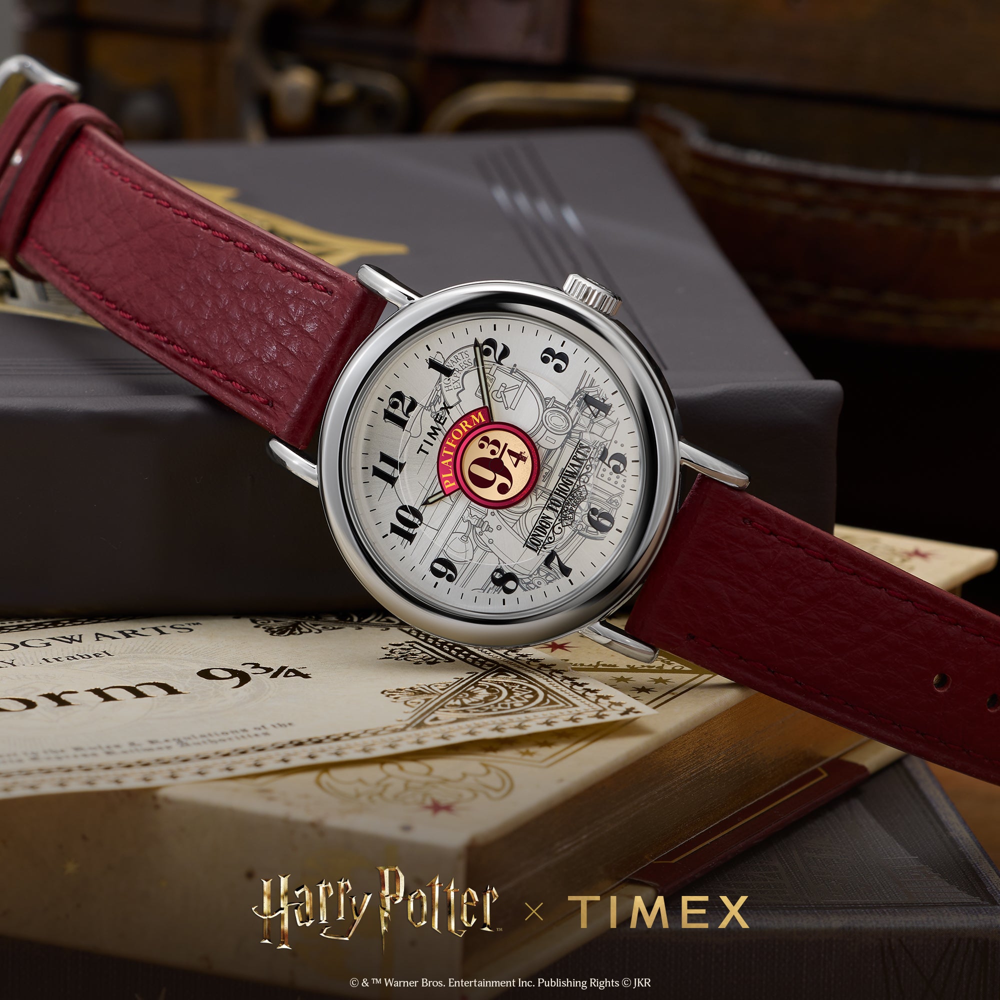 Timex Harry Potter x Timex Weekender 37mm Silver Dial Leather Mens Quartz Watch TW2Y76200