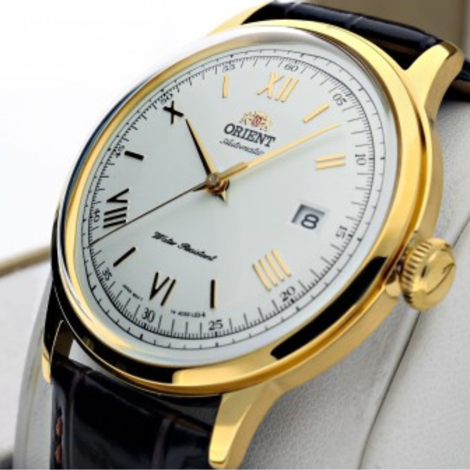 Orient Bambino 40.5mm White Dial Leather Mens Automatic Watch FAC00007W0