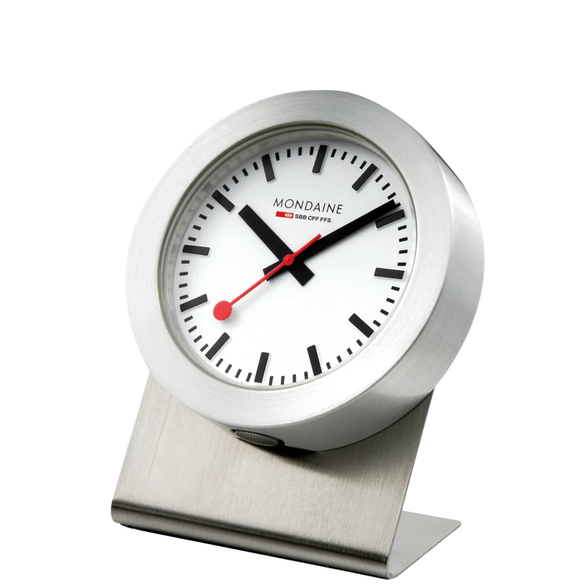Mondaine Magnet Wanduhr 50mm Aluminium Gehäuse Weißes Zifferblatt A660.30318.81SBB