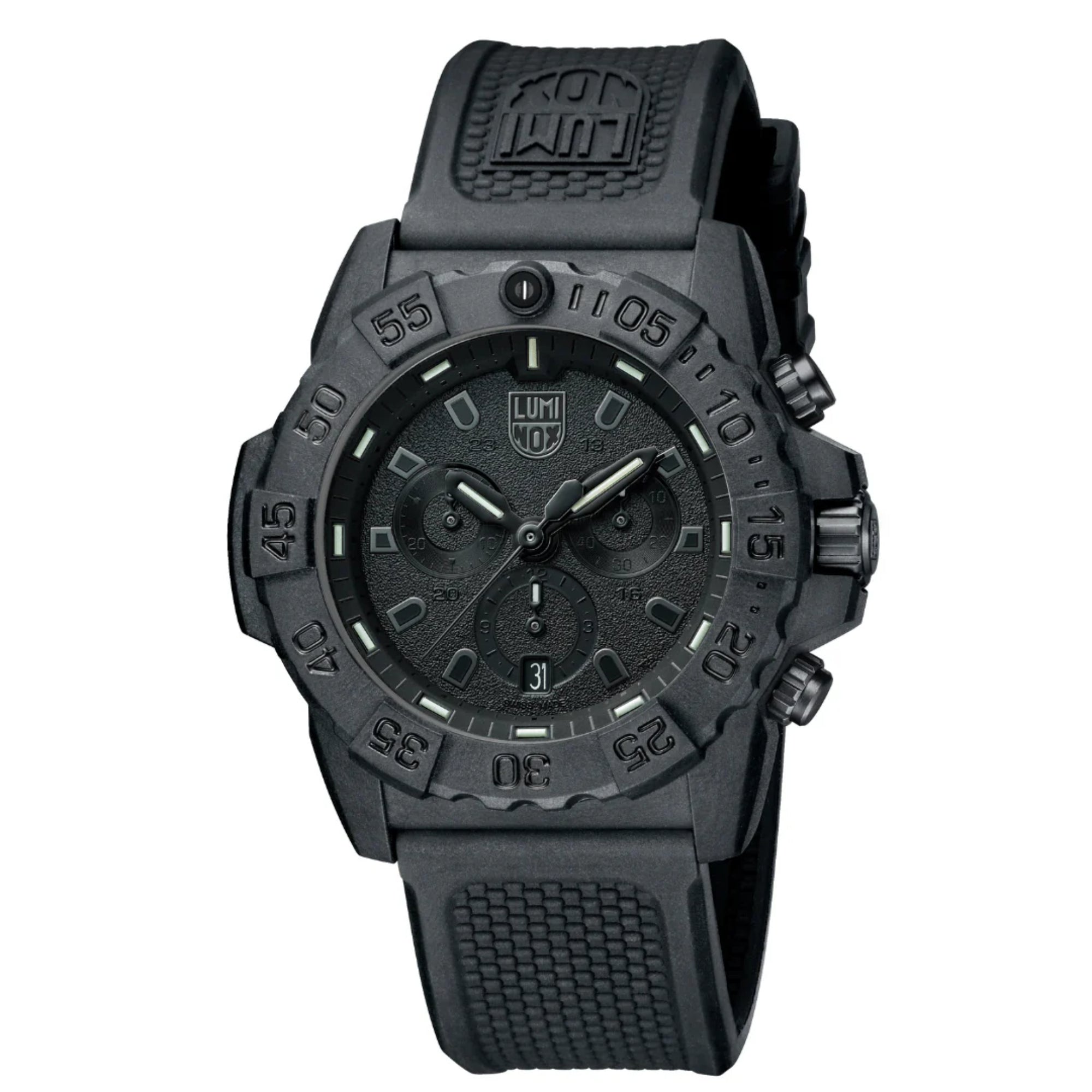 Luminox Navy SEAL Quartz Chronograph Blackout Dial Rubber Strap Men's Watch XS.3581.BO