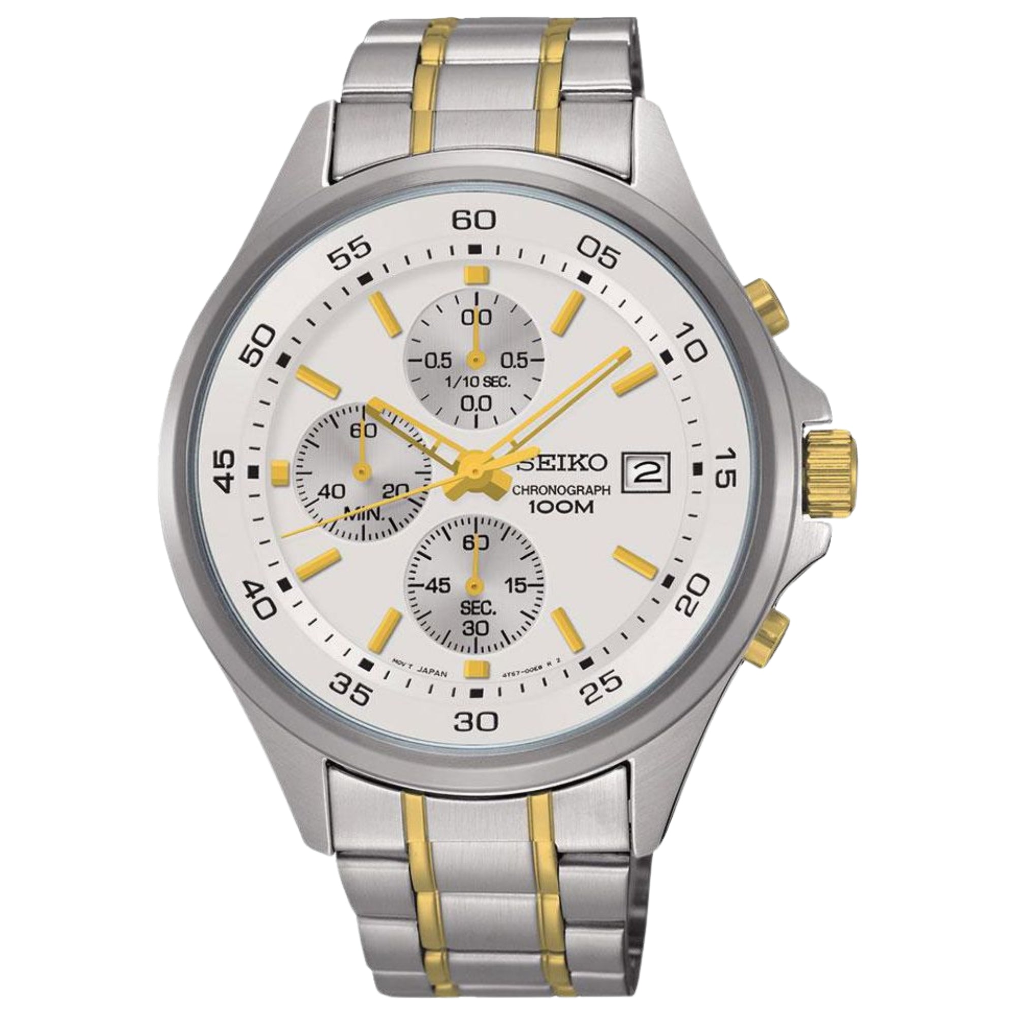 Seiko Chronograph Weißes Zifferblatt Herren Uhr SKS479P1