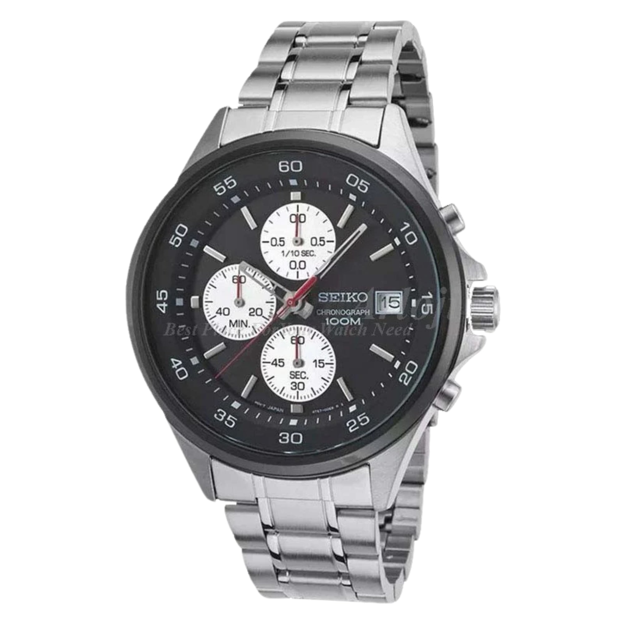 Seiko Silberne Edelstahl Chronograph Datum Silbernes Zifferblatt Herren Uhr SKS483P1