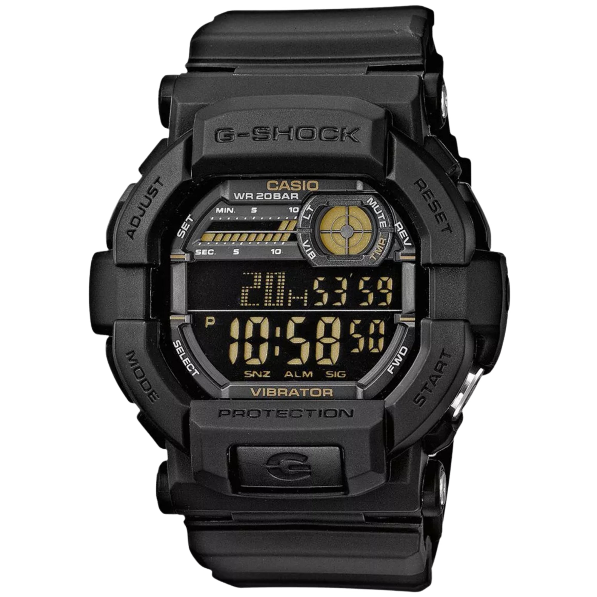 Casio Classic G-Shock Black Vibrating Timer Alarm Chronograph Men's Watch GD-350-1BER 50mm
