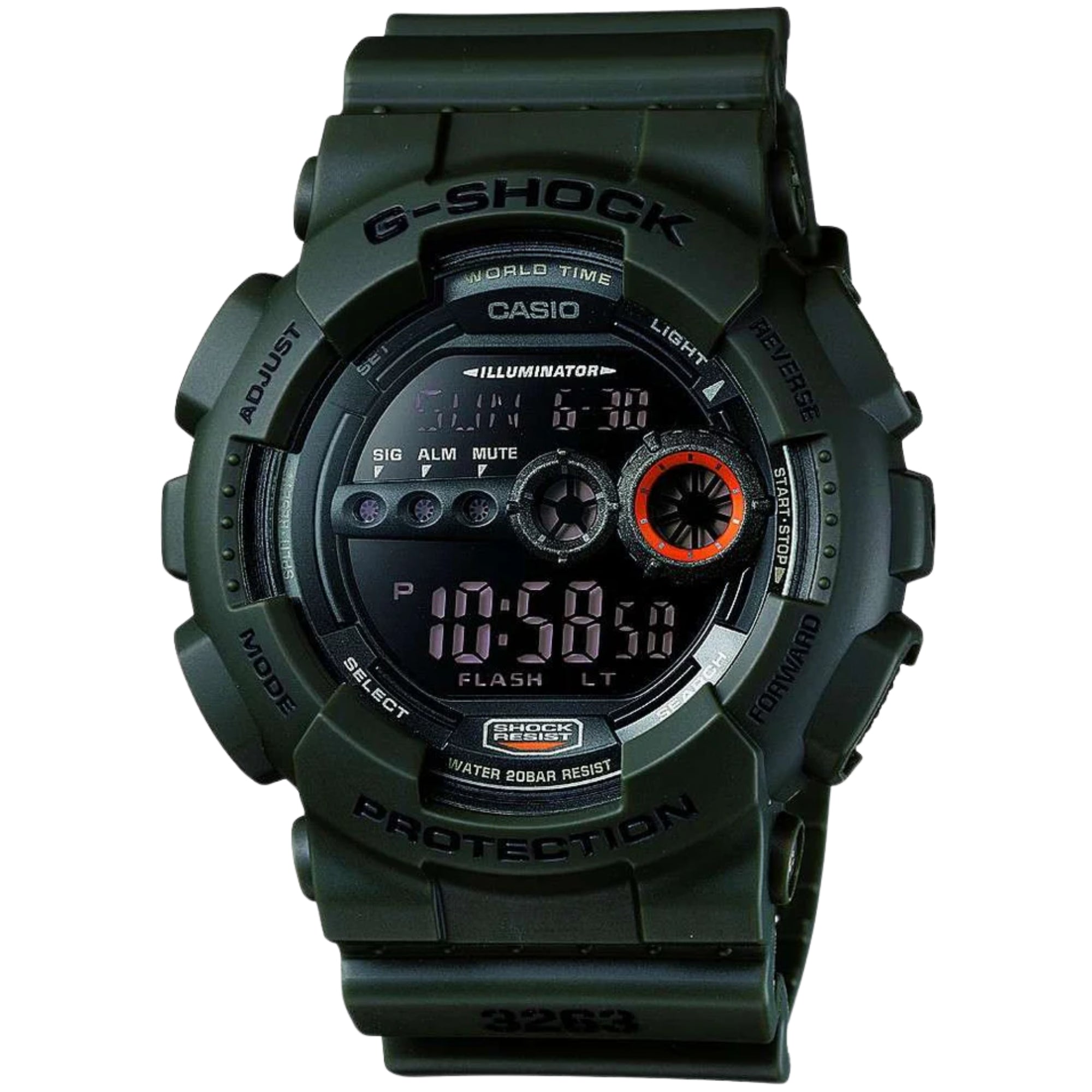 Casio G-Shock Sports Military Style Alarm Chronograph Men's Watch GD-100MS-3ER 51mm