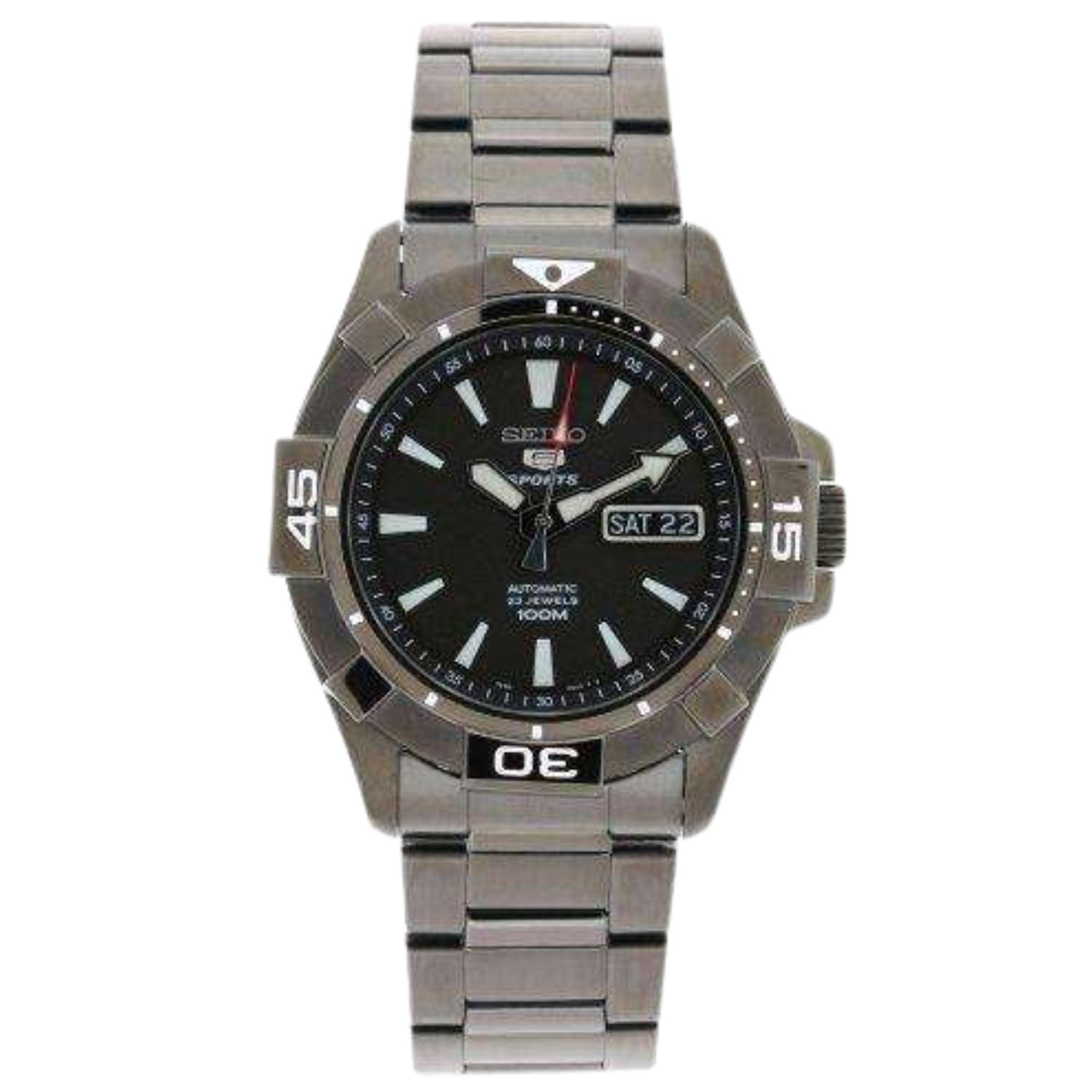 Seiko Herren SNZH15 23 Juwelen Edelstahl Automatik Uhr mit schwarzem Zifferblatt SNZH15K1