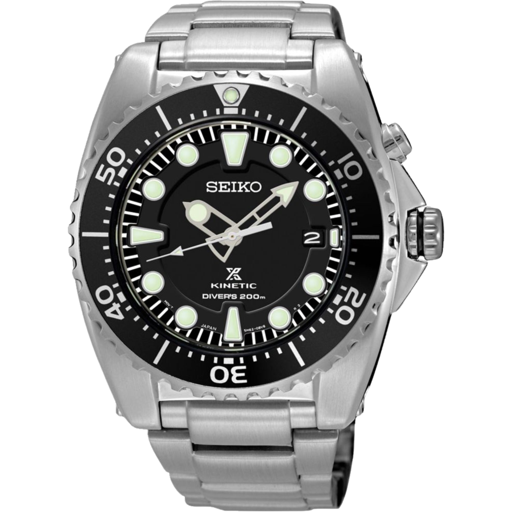 Seiko Prospex Kinetic Edelstahl Schwarzes Zifferblatt Taucheruhr SKA761P1