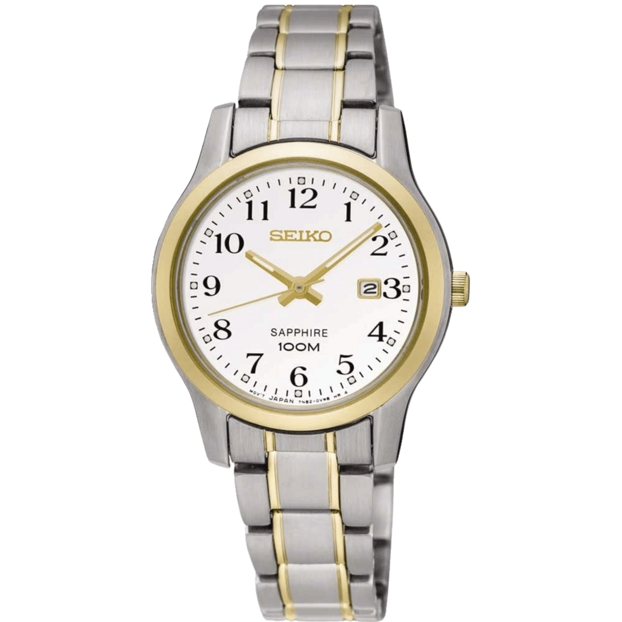 Seiko Quartz Stainless Steel and Gold White Dial Ladies’ Watch SXDG90P1