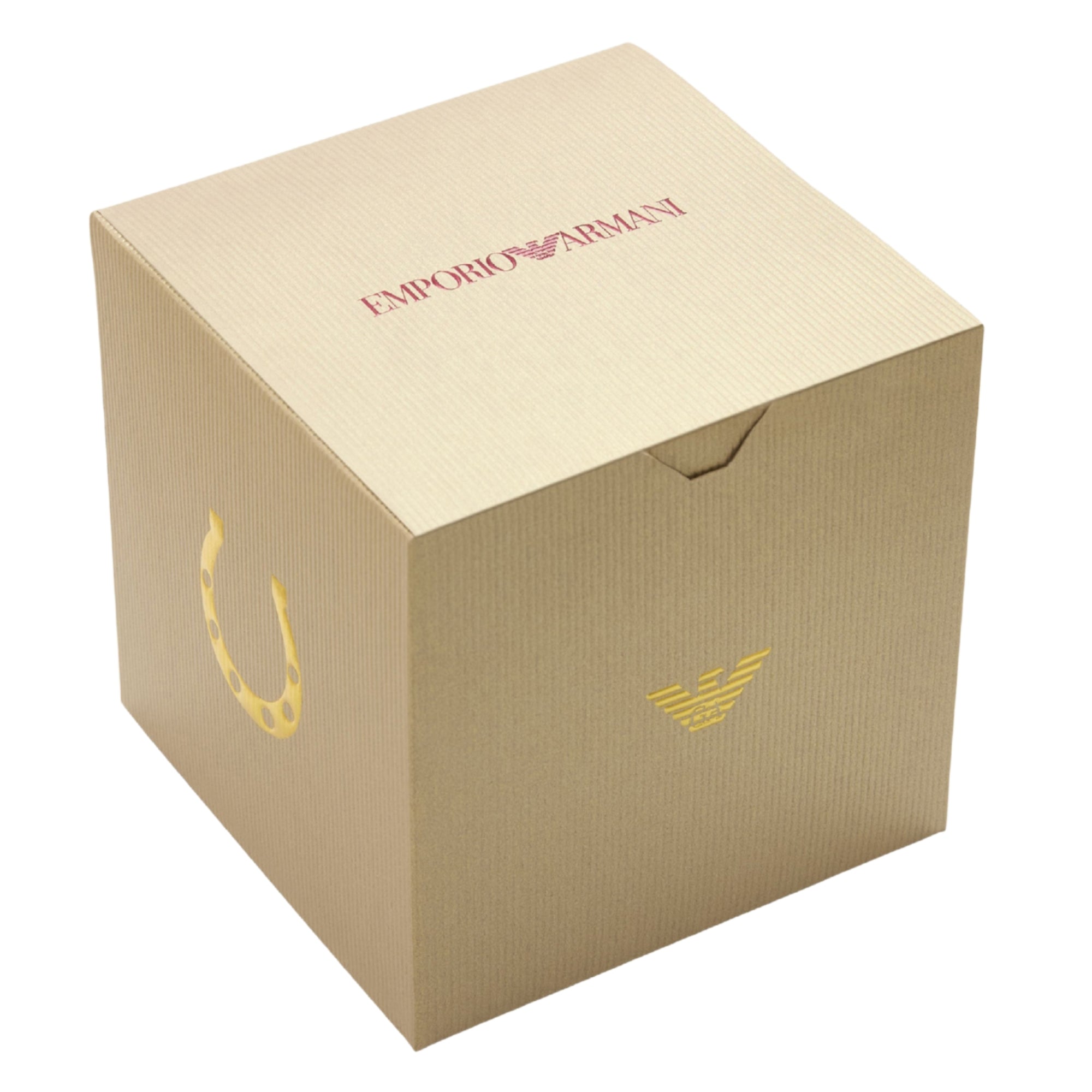 Emporio Armani Gianni AR11737 textured beige outer packaging box with logo