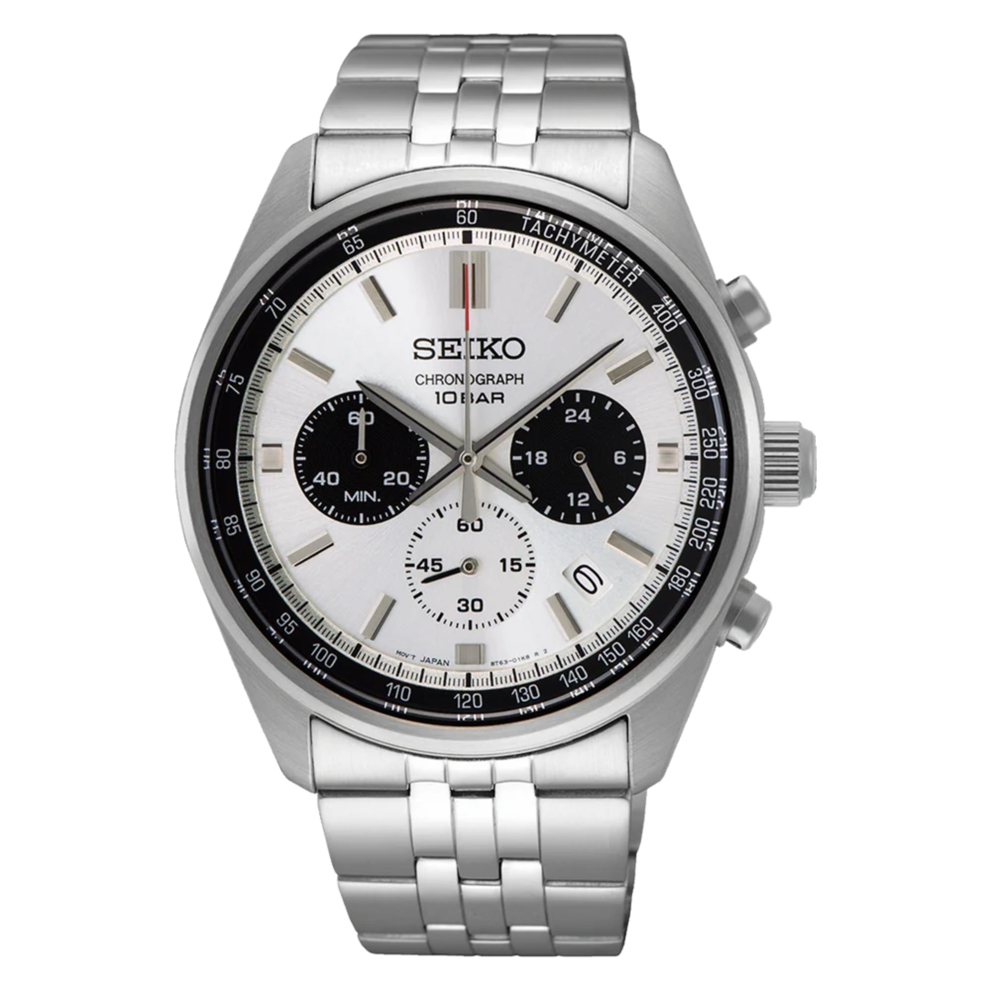 Seiko Essentials 41.5mm Chronograph Panda Dial Steel Mens Quartz Watch SSB425P1
