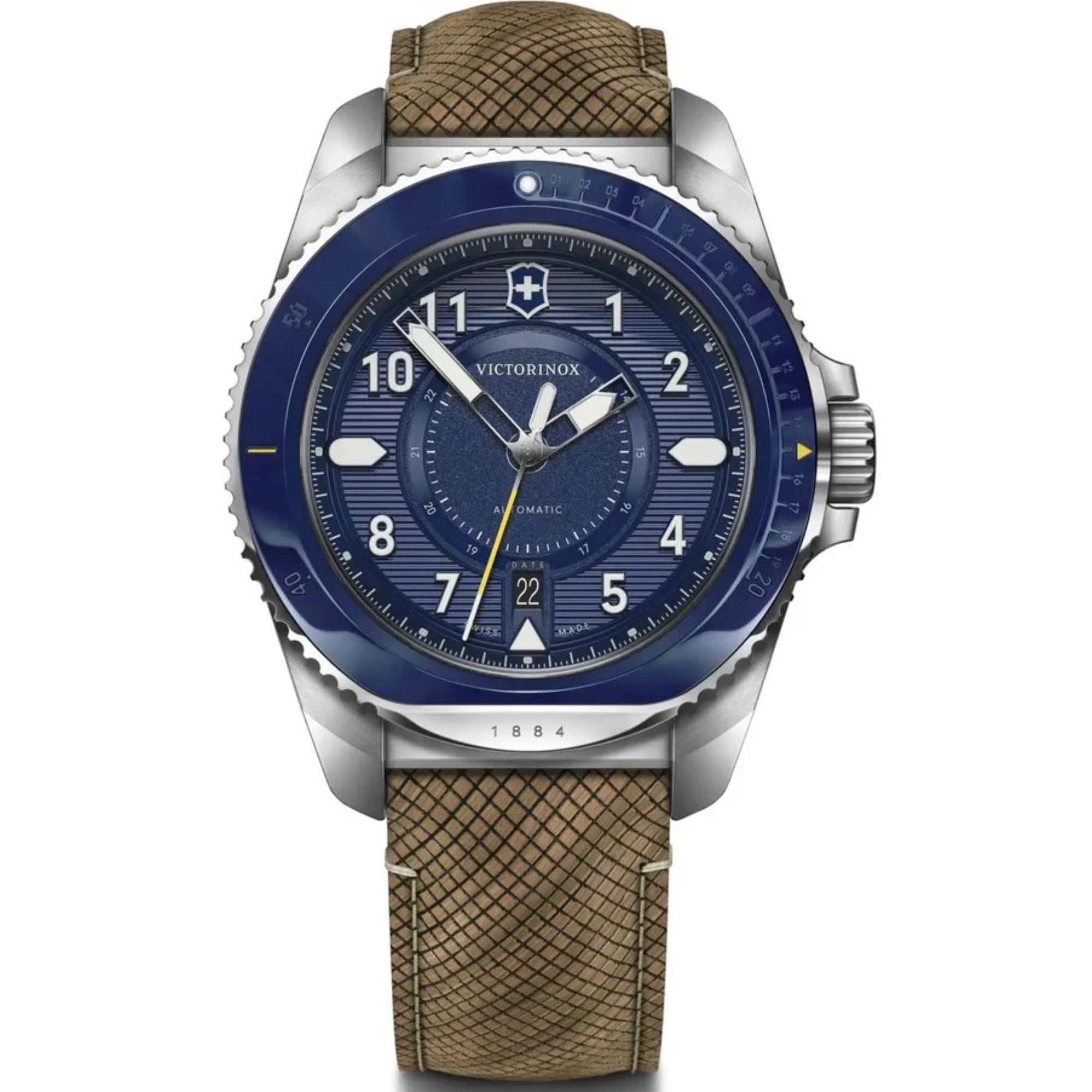 Victorinox Journey 1884 Automatic Blue Dial Wood Strap Men's Watch Set 241980.1