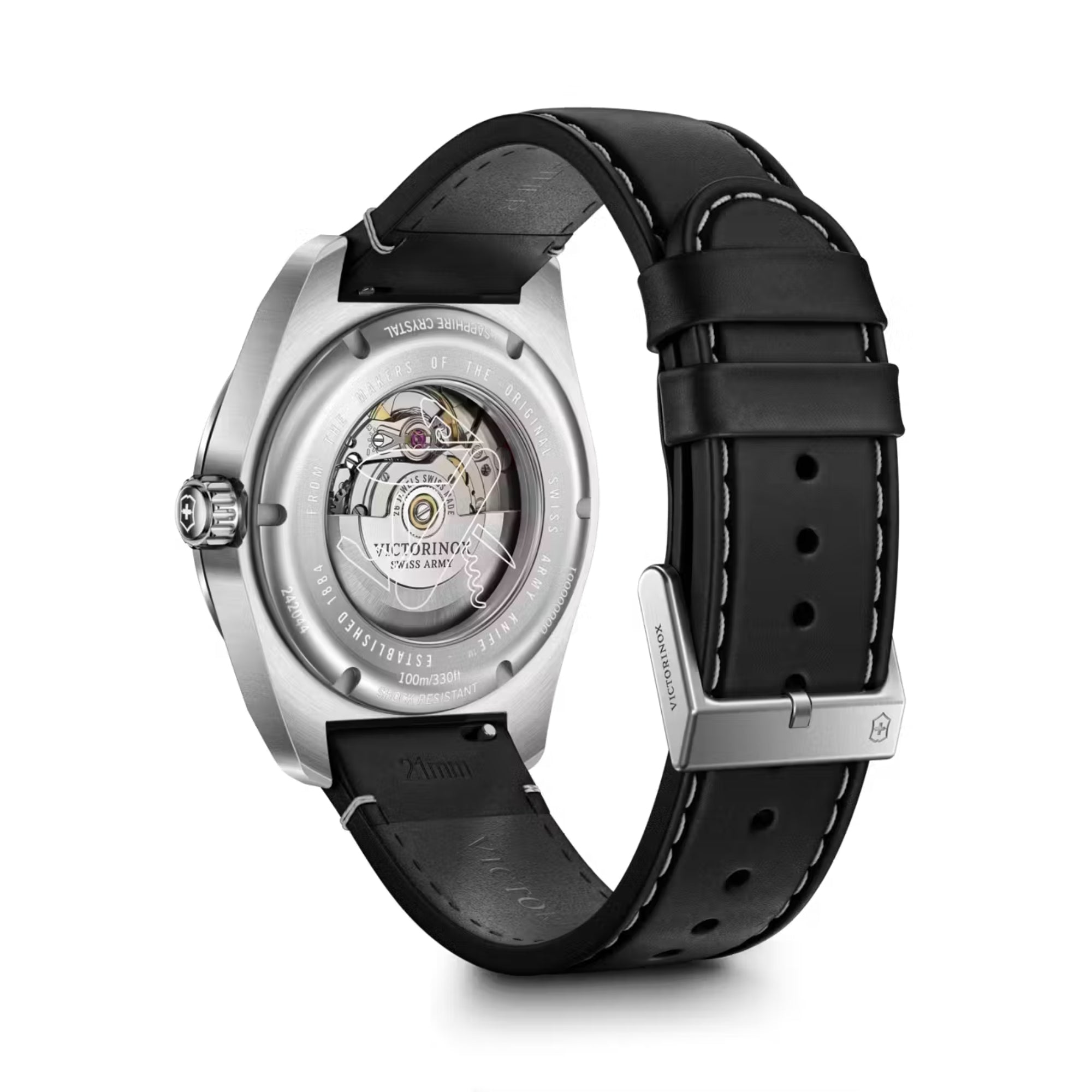 Victorinox Swiss Army Automatic Black Dial Leather Strap Men's Watch 242044