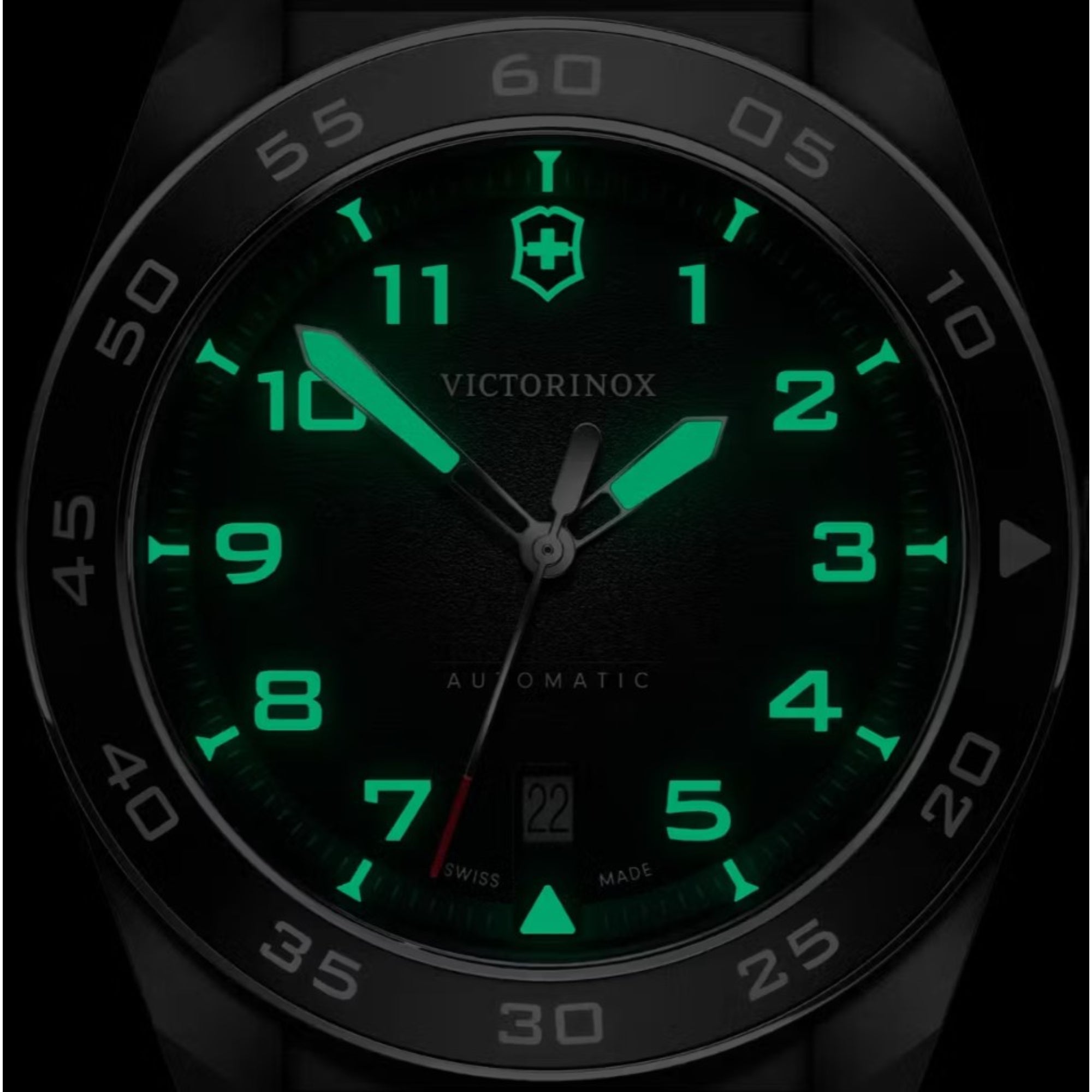 Victorinox Swiss Army Automatic Black Dial Leather Strap Men's Watch 242044