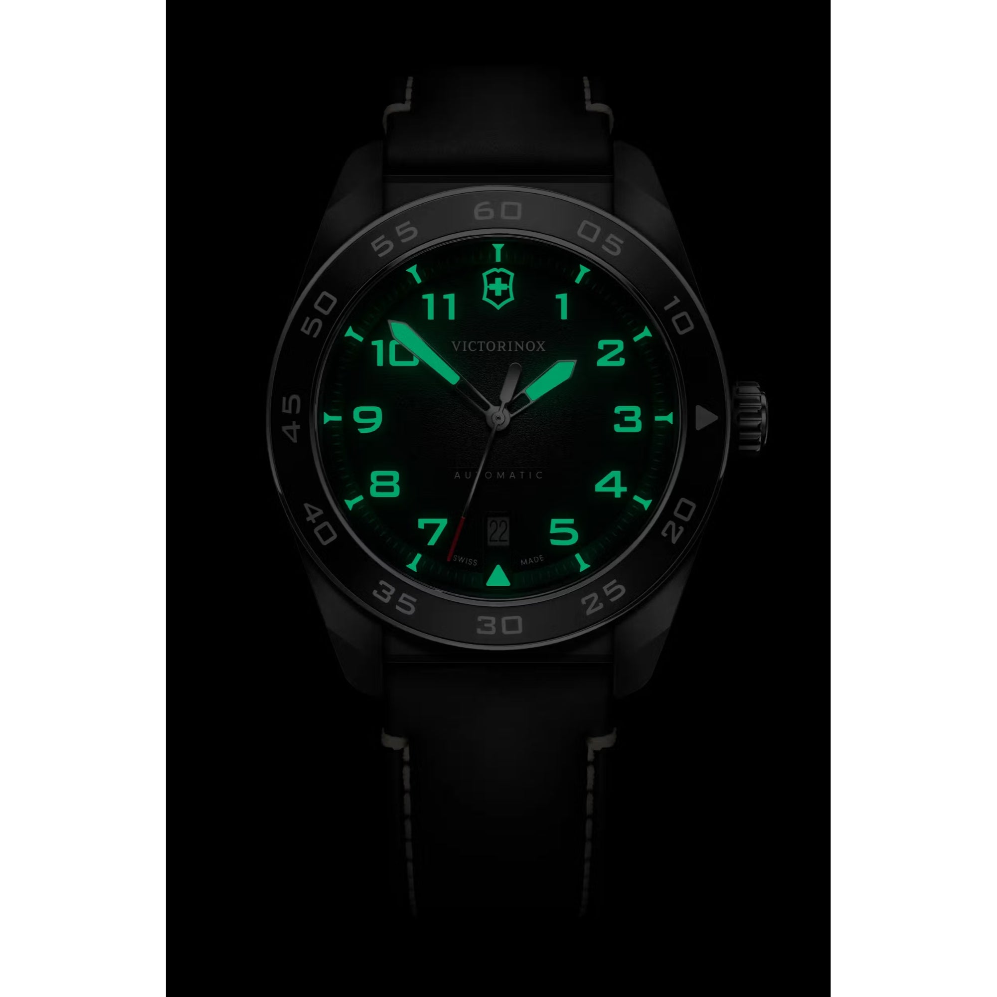 Victorinox Swiss Army Automatic Black Dial Leather Strap Men's Watch 242044