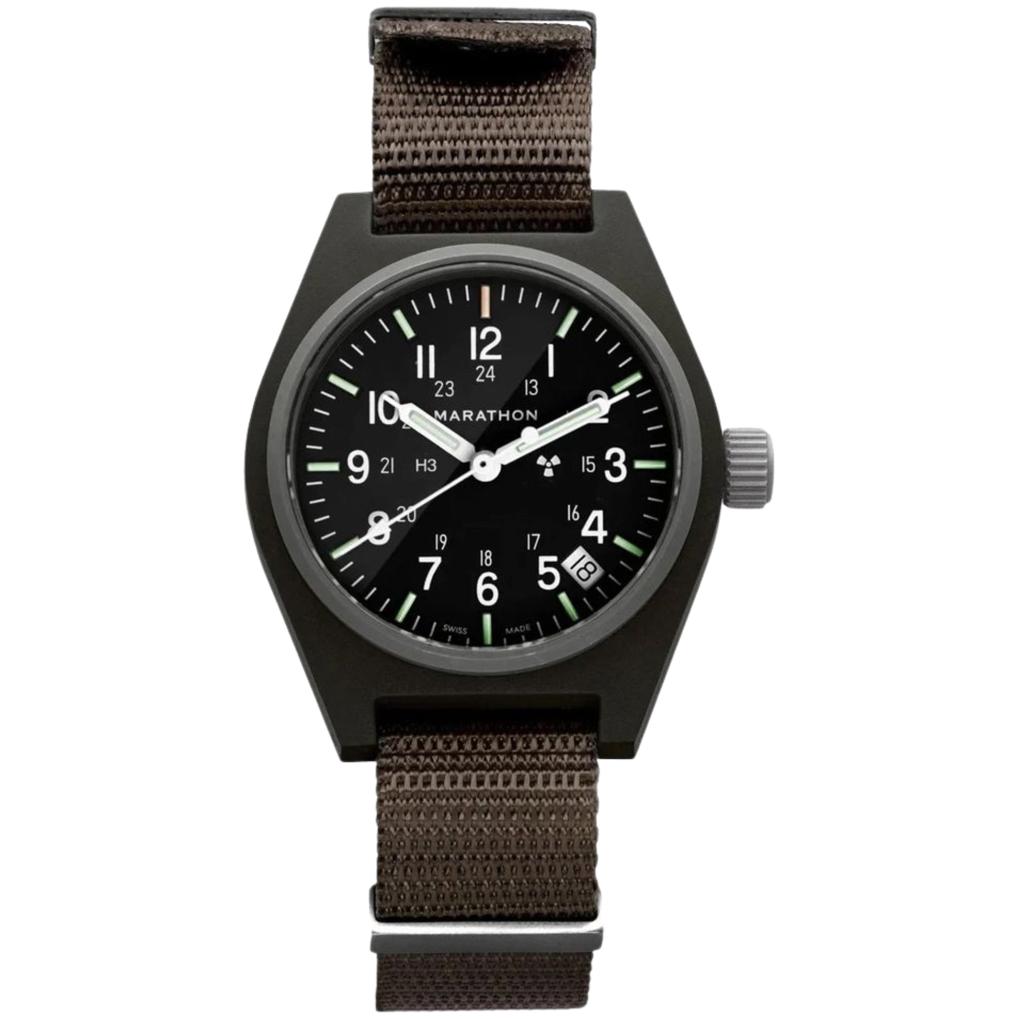 Marathon General Purpose Field 34mm Black Dial Nylon Mens Quartz Watch WW194015SG-0103