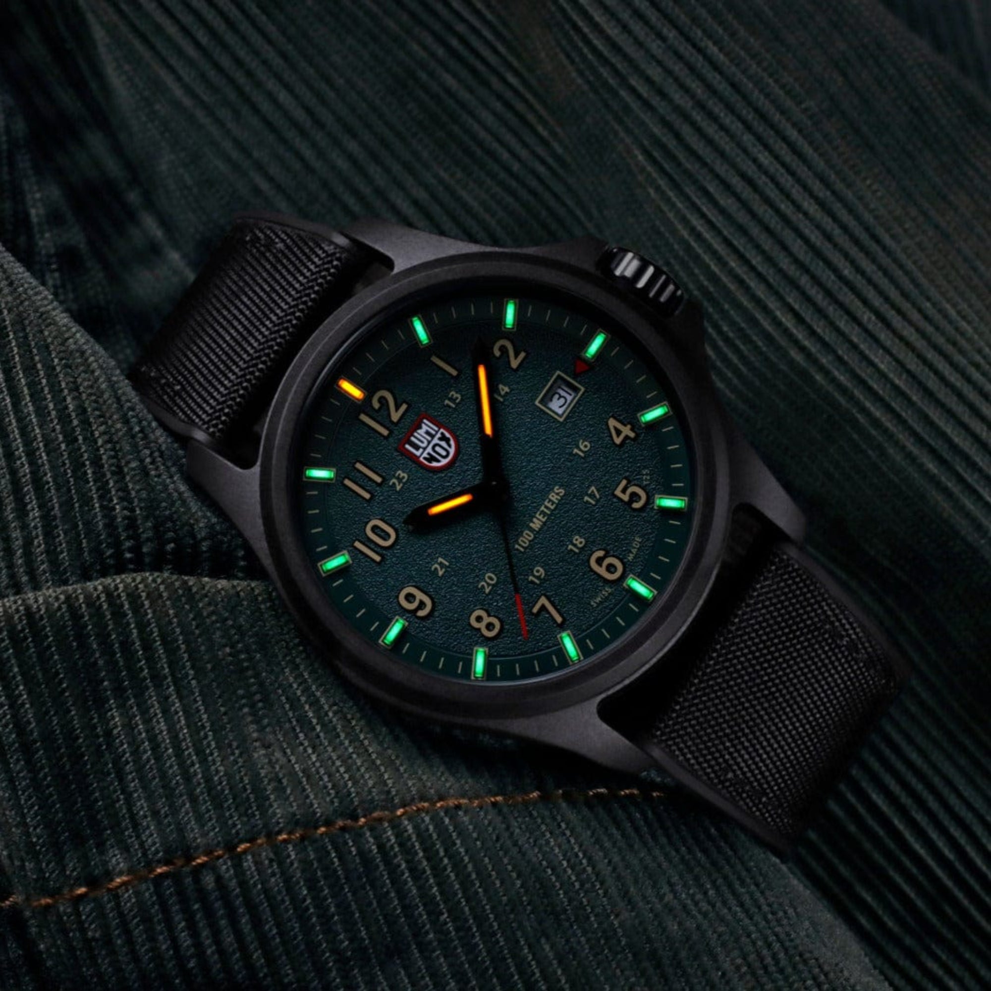 Luminox Atacama Field Quartz 1960 Series Green Dial Rubber Strap Men's Watch XL.1977