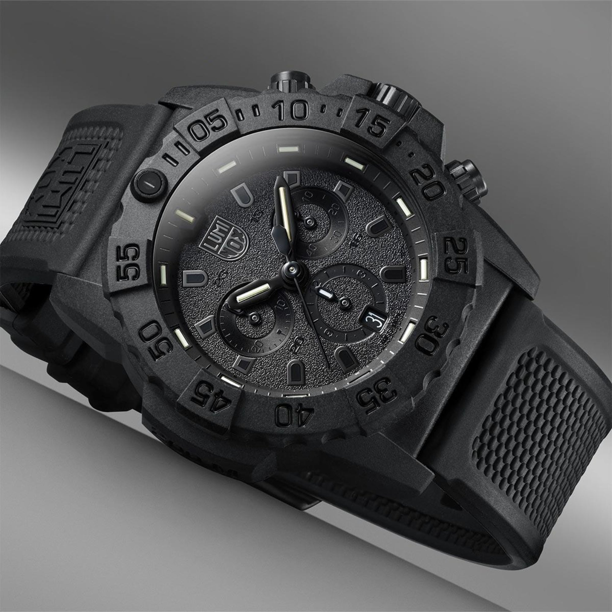 Luminox Navy SEAL Quartz Chronograph Blackout Dial Rubber Strap Men's Watch XS.3581.BO