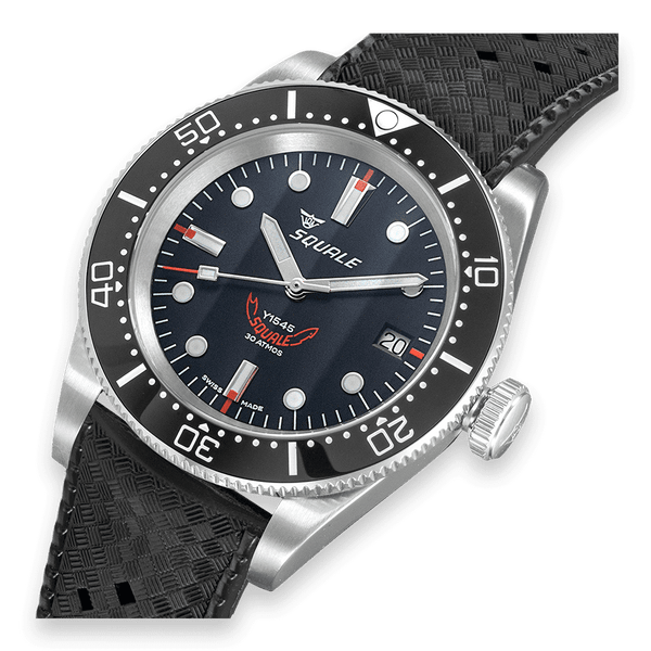 Squale 1545 Automatic Black Dial Black Rubber Strap Men’s Watch 1545BKBKC.HT
