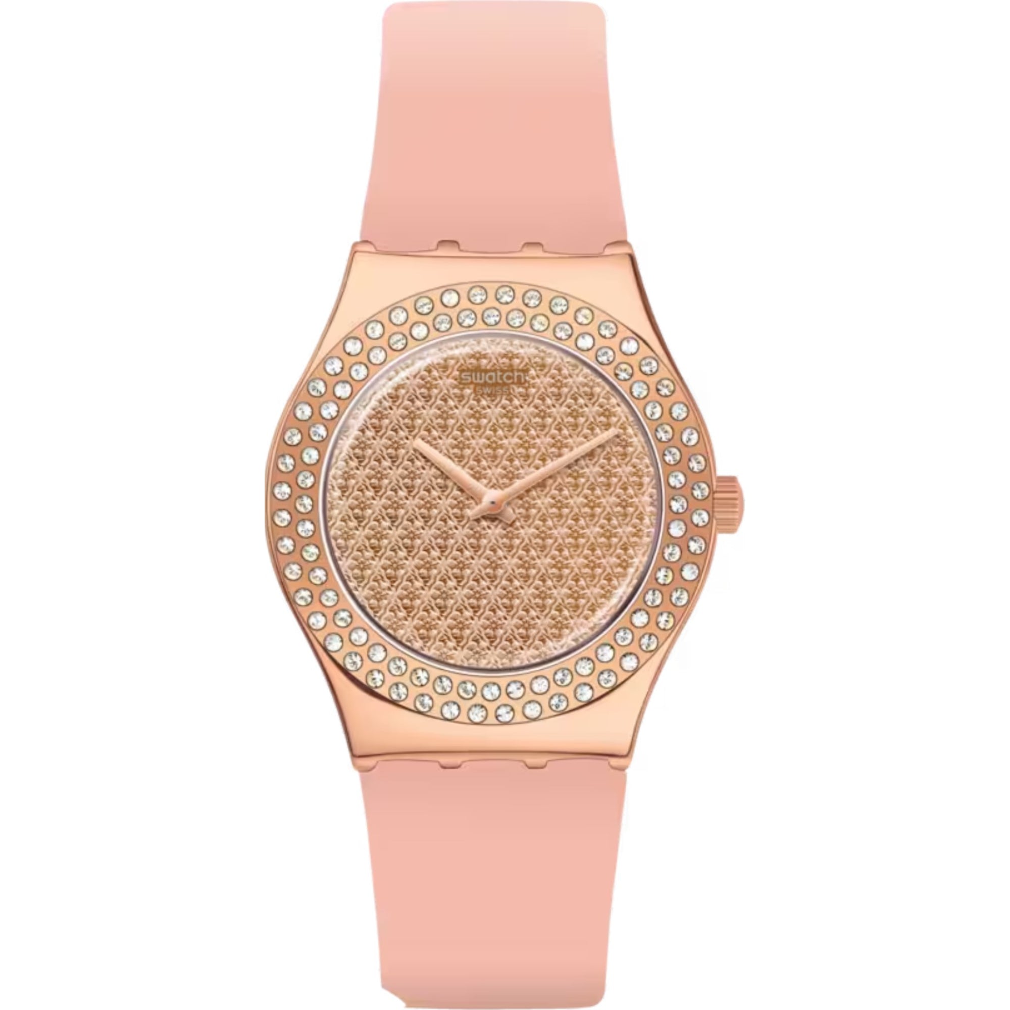 Swatch Pink Confusion Quartz Pink Dial Silicone Strap Women's Watch YLG140