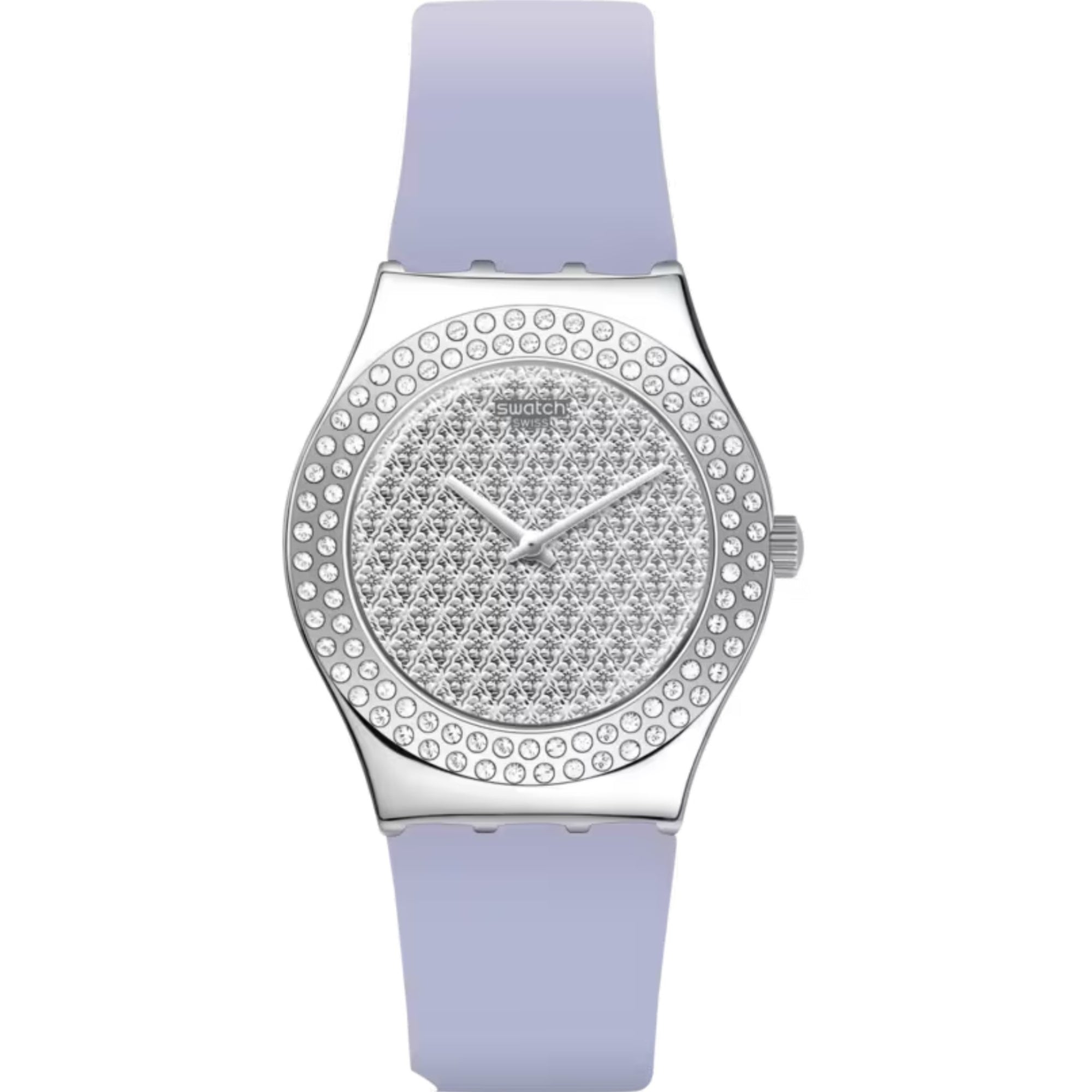 Swatch Lovely Lilac Quartz Grey Dial Purple Silicone Strap Ladies Watch YLS216