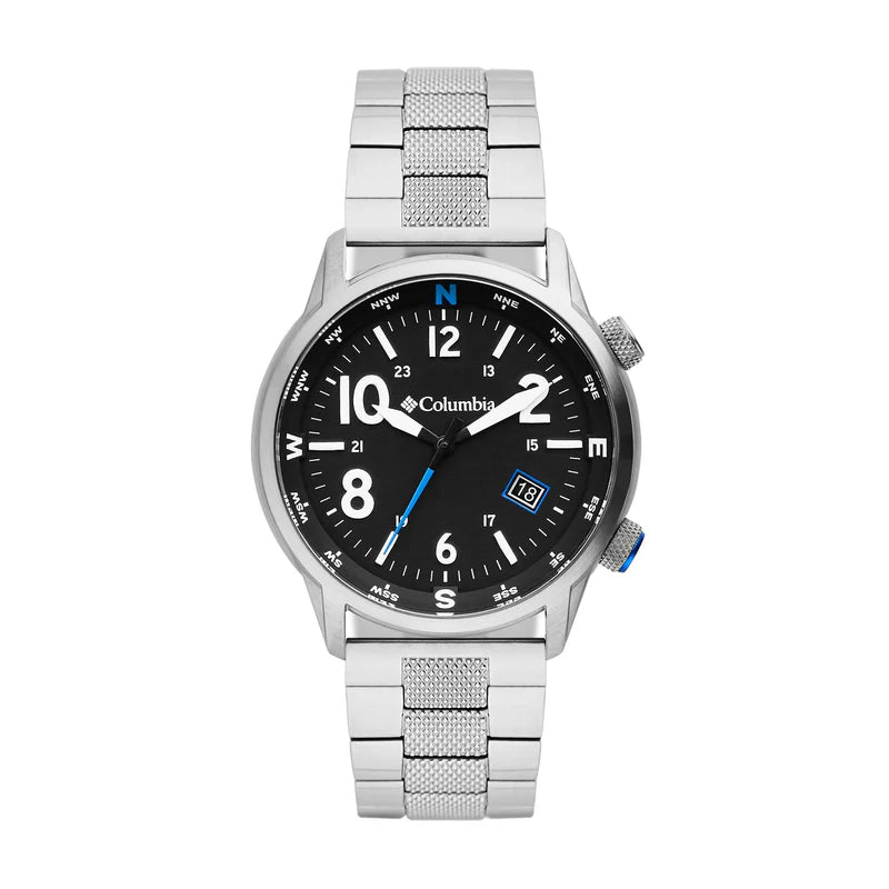 Columbia Outbacker Quartz Black Dial Silver Stainless Steel Bracelet Men's Watch CSC01-005