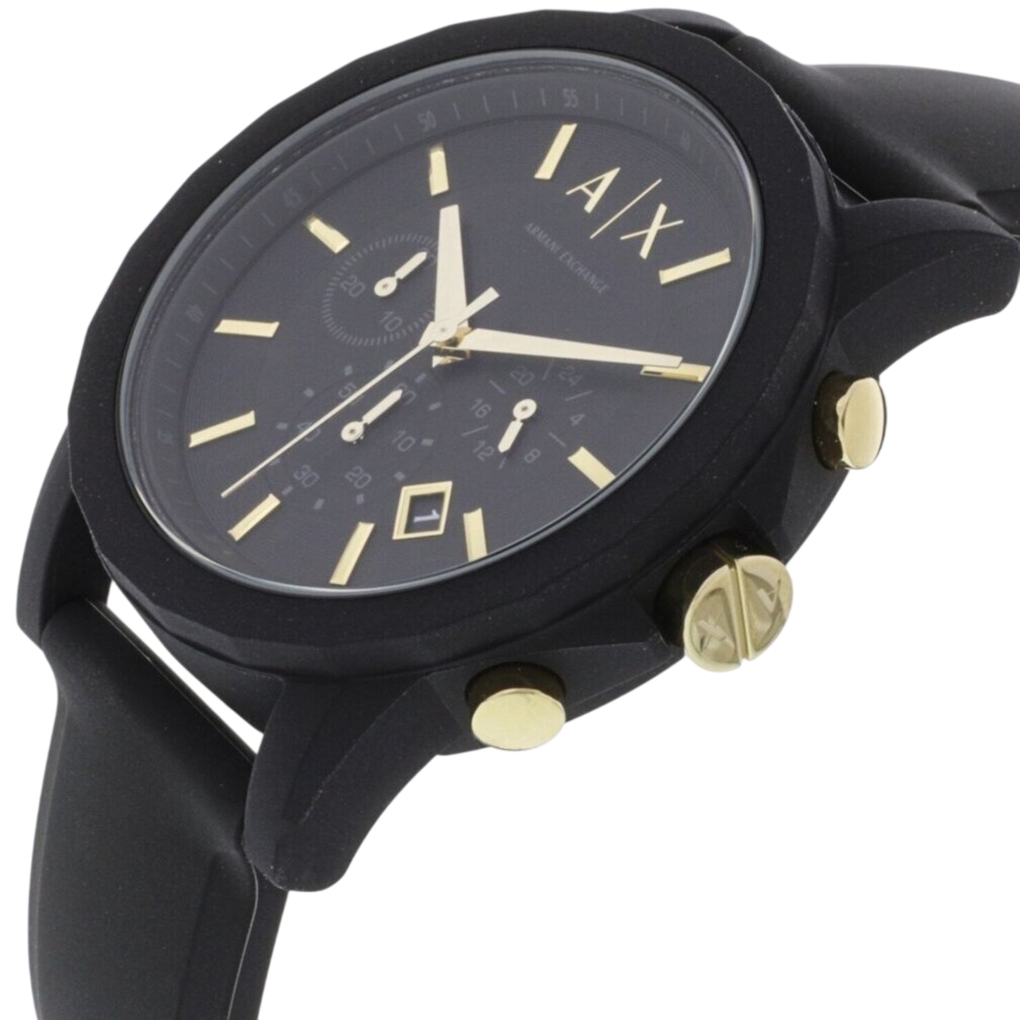 Armani Exchange Chronograph Black Dial Silicone Watch AX7105