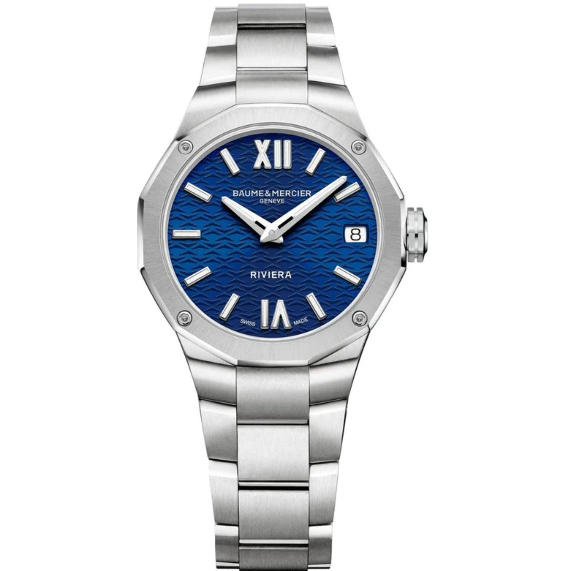 Baume & Mercier Riviera “Swiss Made" Quartz Blue Dial Stainless Steel Bracelet Women's Watch BM0A10727