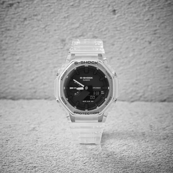Casio G-Shock Octagon Series ‘CasiOak’ Quartz Digital Transparent Resin Strap Men's Watch GA-2100SKE-7AER