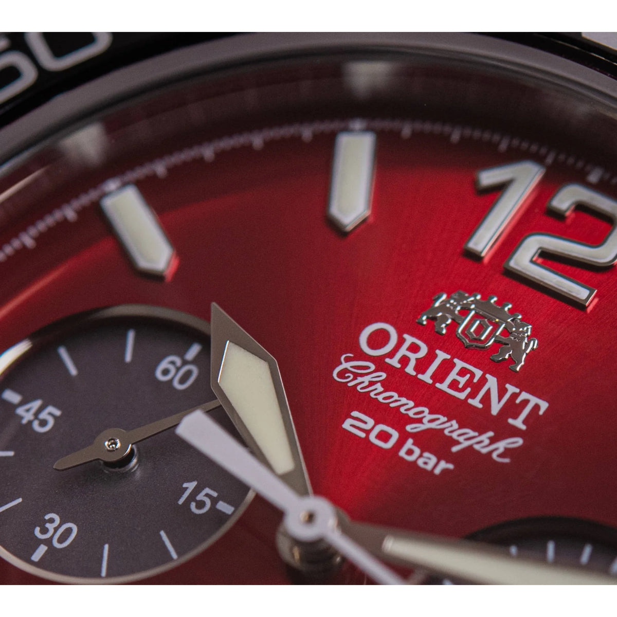 Orient Mako Solar Quartz Red Dial Steel Strap Men’s Dive Watch RA-TX0207R10B