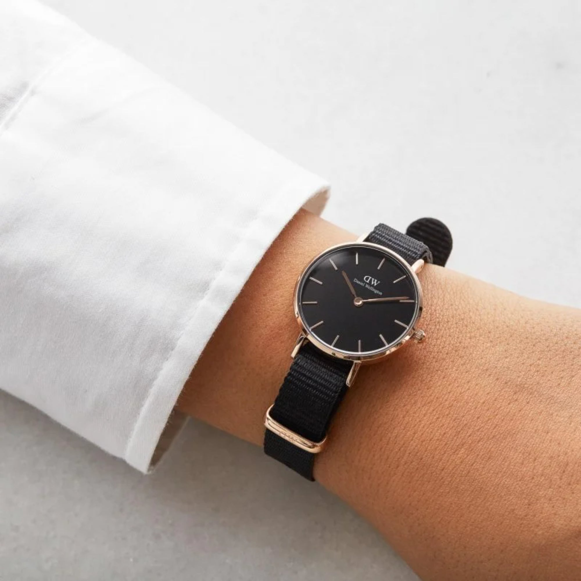 Daniel Wellington Petite Black Dial Fabric Strap Women's Watch DW00100247