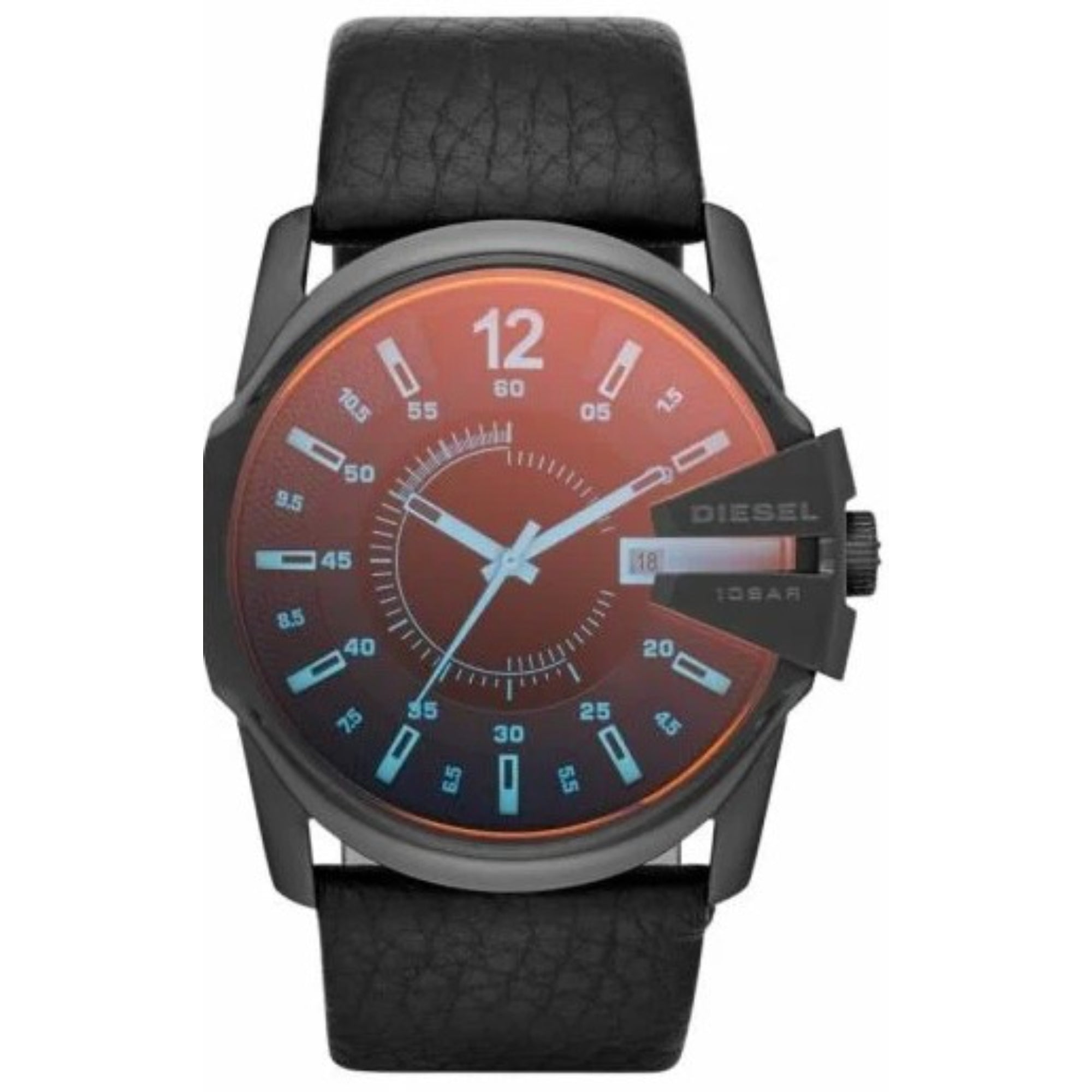 Diesel Master Chief Three-Hand Date Black Leather Black Dial Men's Watch DZ1657