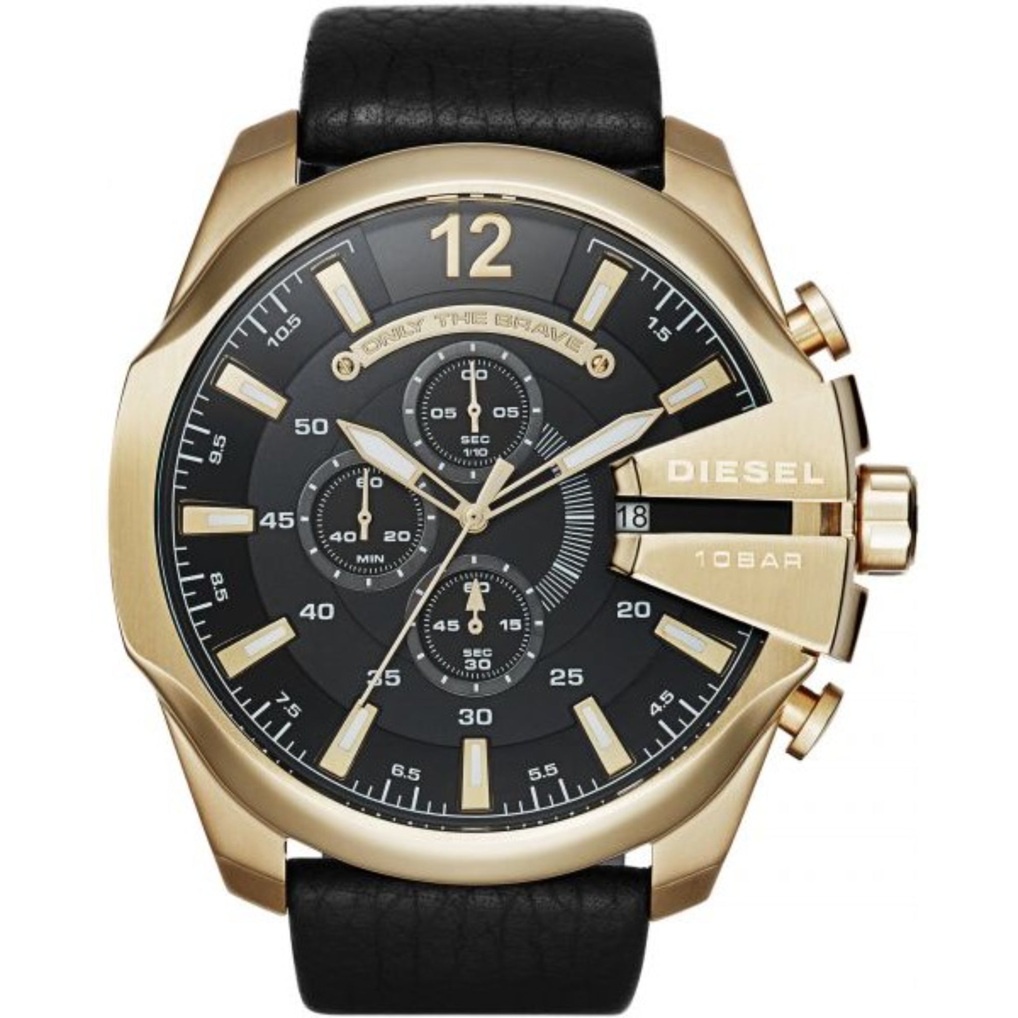 Diesel Mega Chief Chronograph Black Leather Black Dial Men's Watch DZ4344
