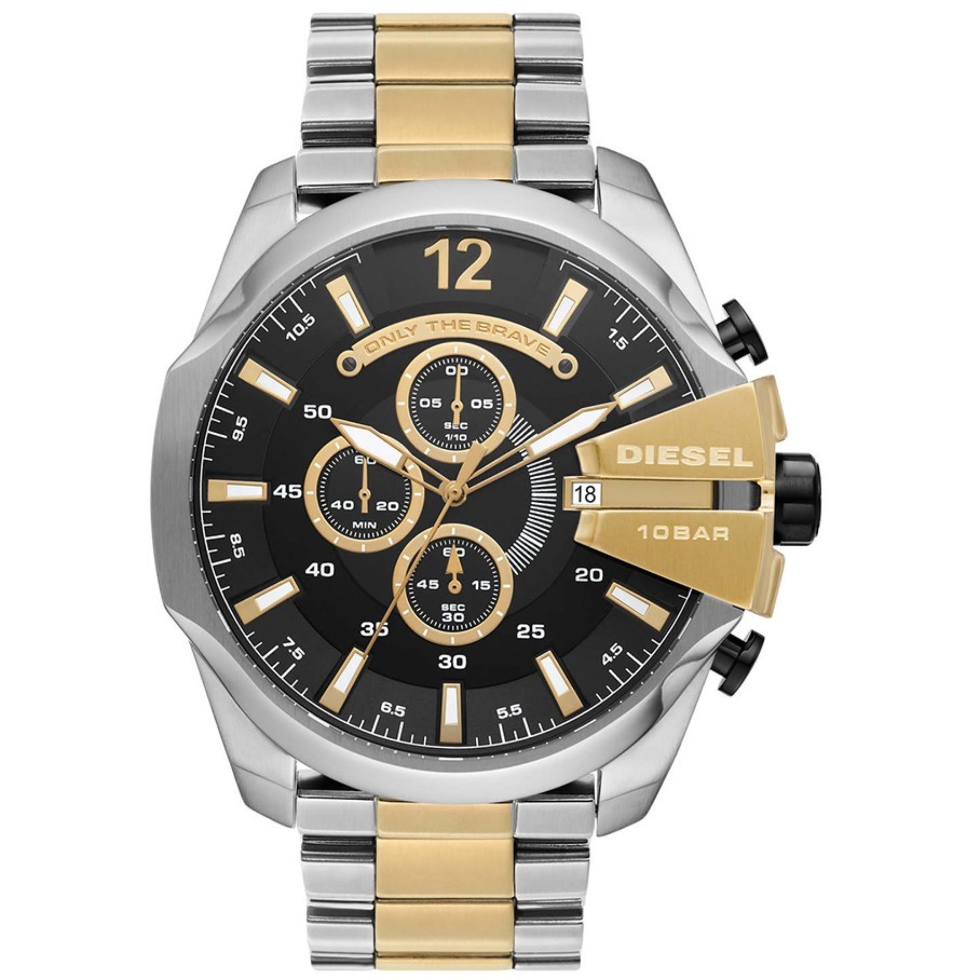 Diesel Mega Chief Chronograph Two-Tone Stainless Steel Black Dial Men's Watch DZ4581