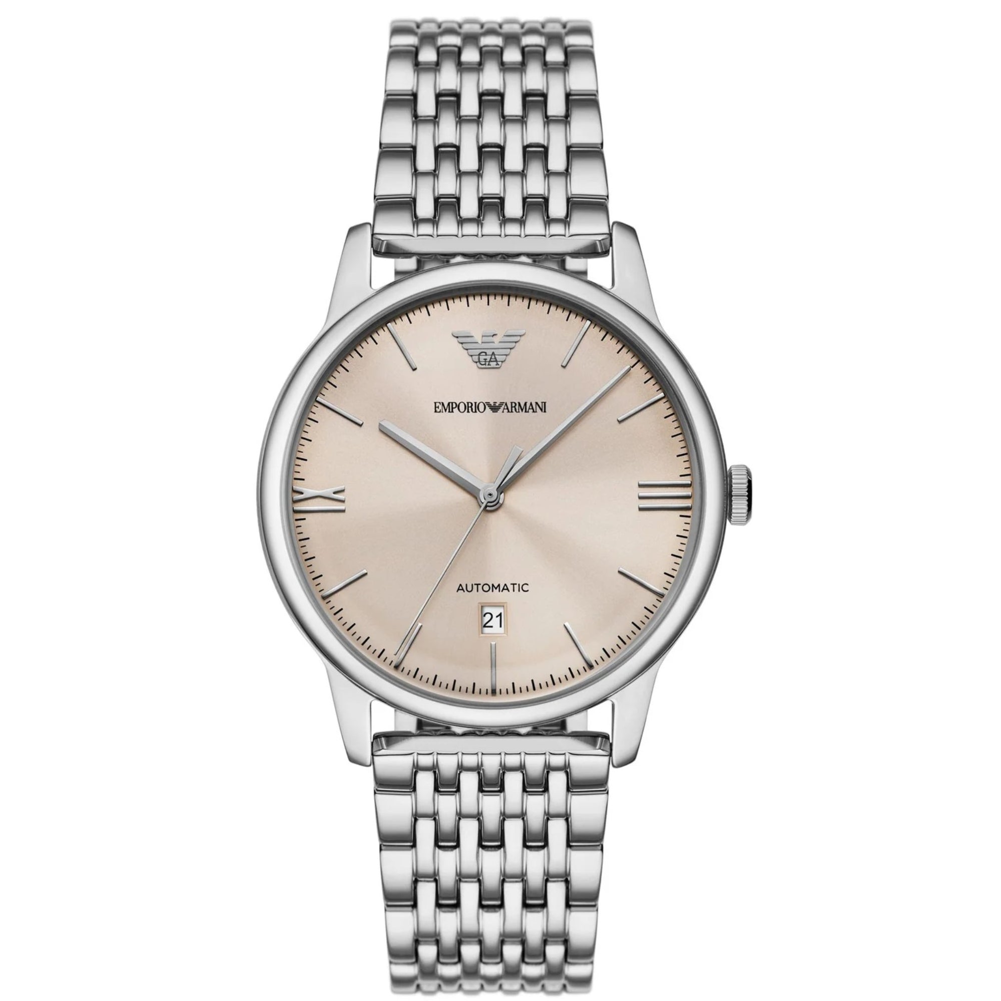 Emporio Armani Minimalist Automatic Stainless Steel White Dial Men's Watch AR60082