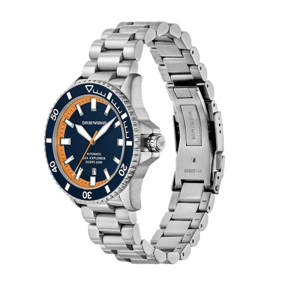Emporio Armani Sea Explorer 42mm Blue Dial Steel Mens Automatic Watch AR60090