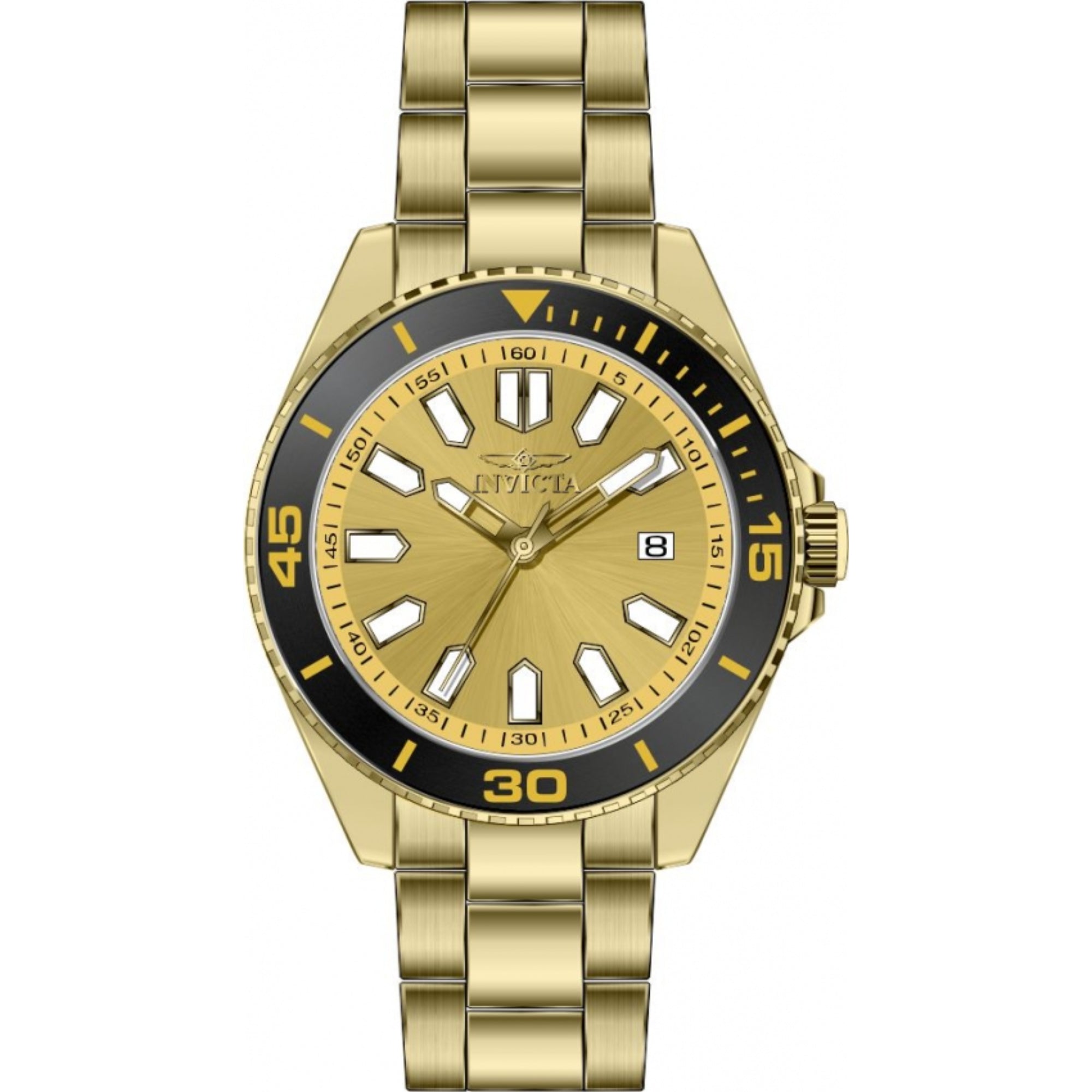 Invicta Pro Diver Quartz Gold Dial Steel Strap Men's Watch 46317