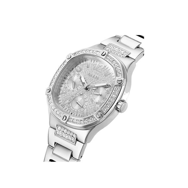 Guess Women’s Silver Crystal Dial Stainless Steel Bracelet Watch GW0558L1