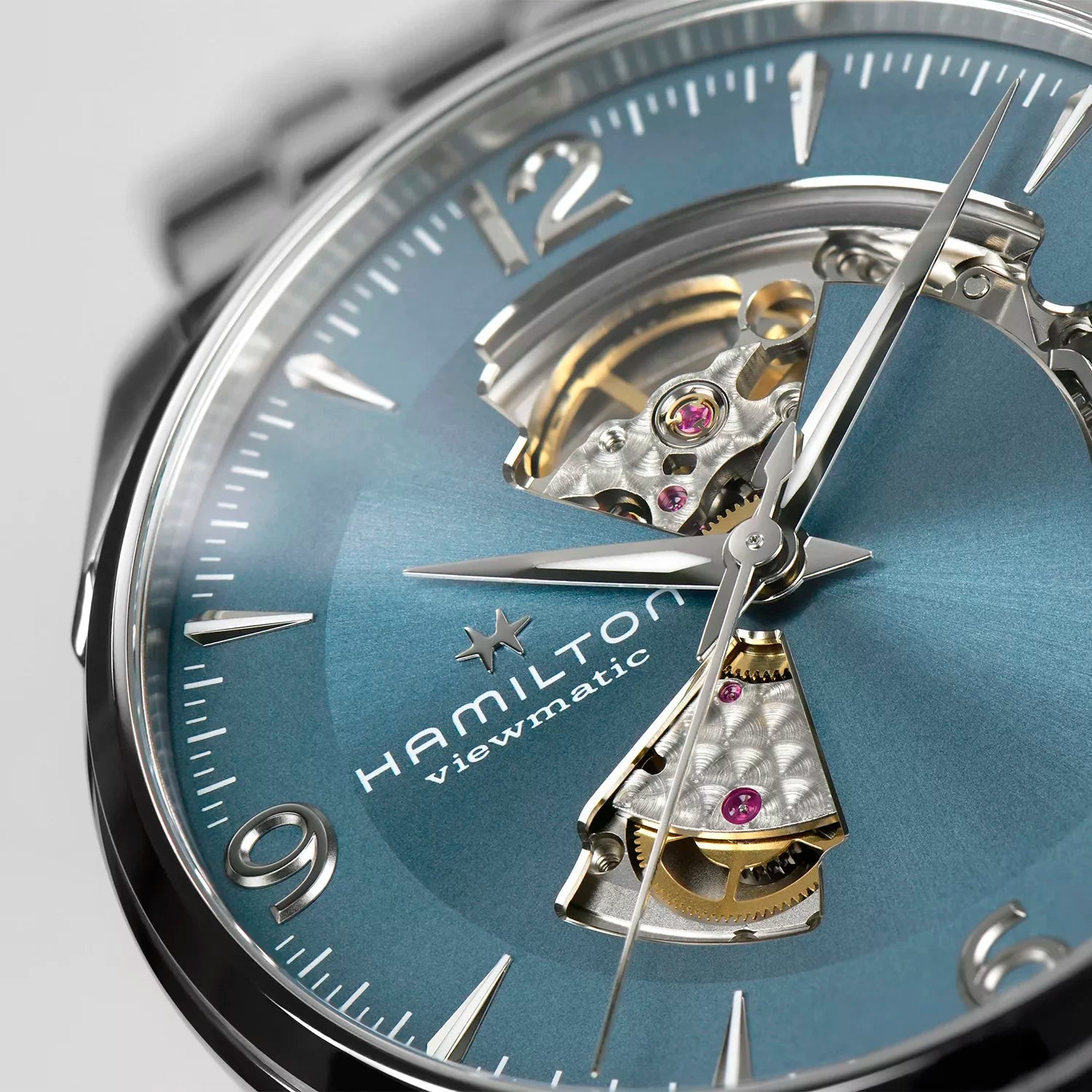 Hamilton Jazzmaster 42mm Open Heart Blue Dial Steel Mens Automatic Watch H32705142