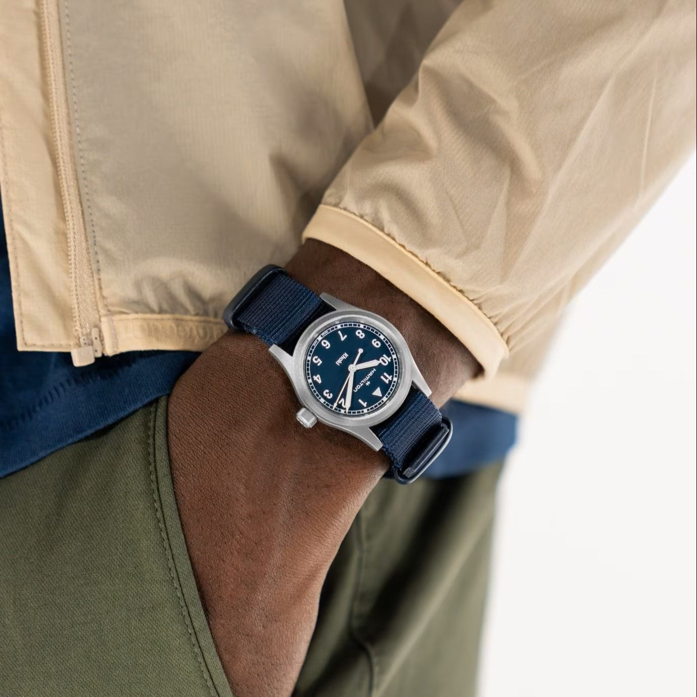 Hamilton Khaki Field Quartz Blue Dial NATO Strap Unisex Watch H69301940
