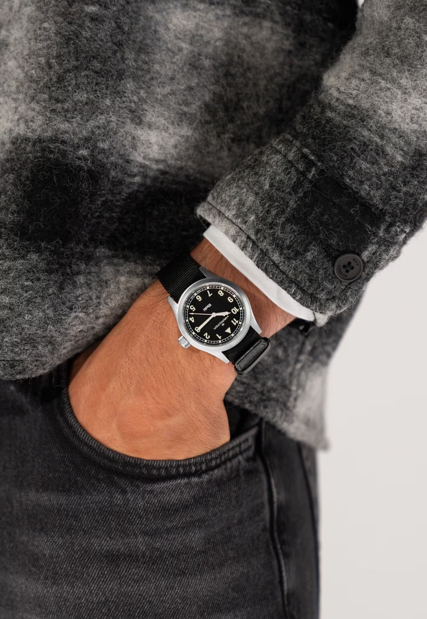 Hamilton Khaki Field Quartz Black Dial Black Textile Strap Men’s Watch H69401430