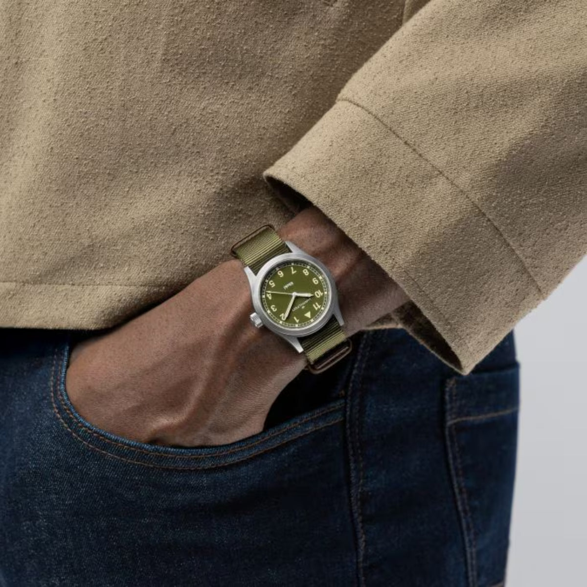 Hamilton Khaki Field Quartz Green Dial NATO Strap Unisex Watch H69401960