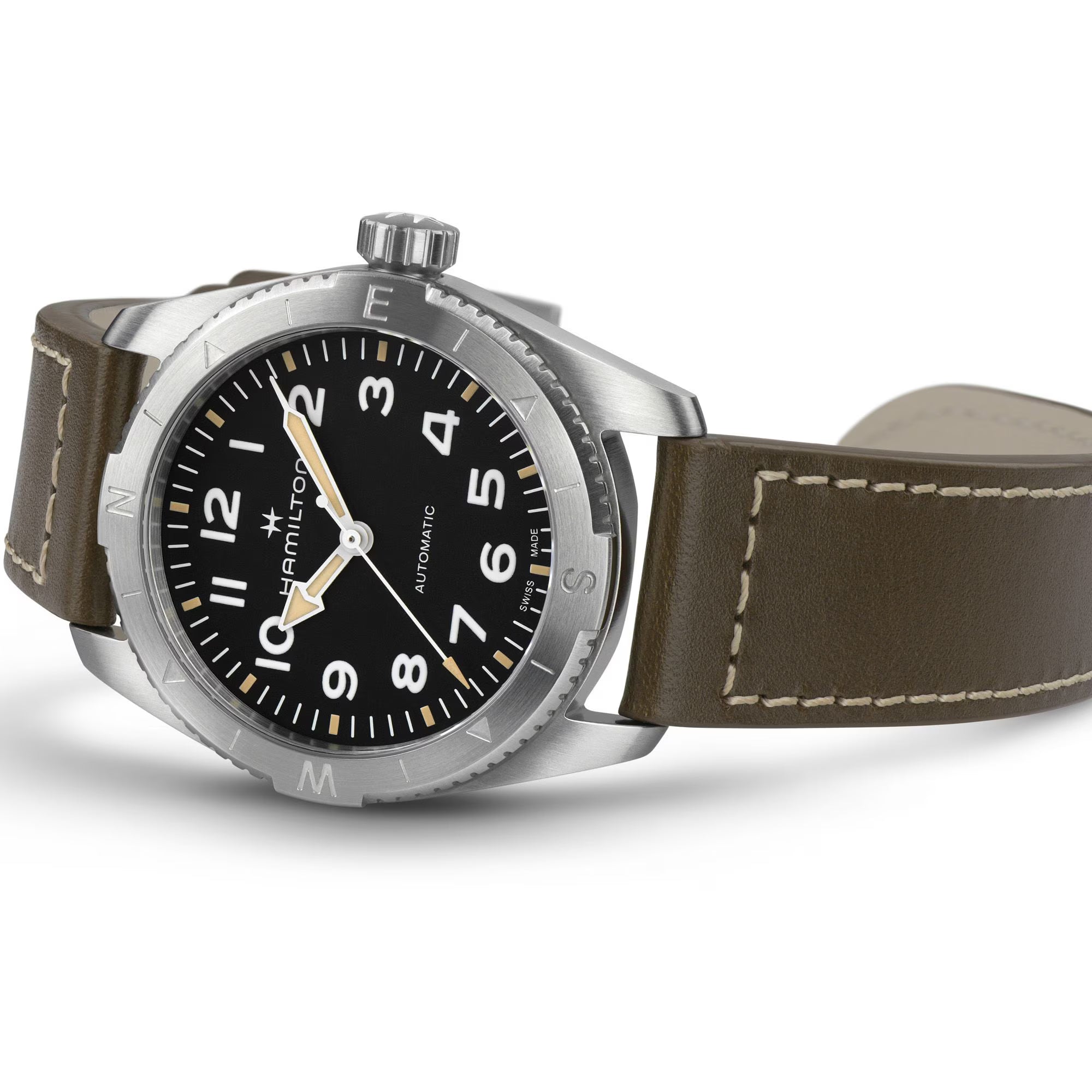 Hamilton Khaki Field Expedition Auto Black Dial Brown Leather Strap Men's Watch H70225830