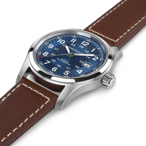 Hamilton Khaki Field Auto Blue Dial Leather Strap Men's Watch H70605540