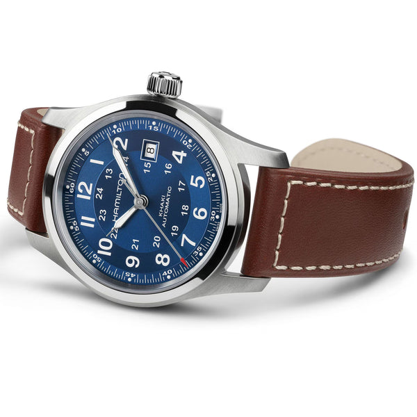 Hamilton Khaki Field Auto Blue Dial Leather Strap Men's Watch H70605540