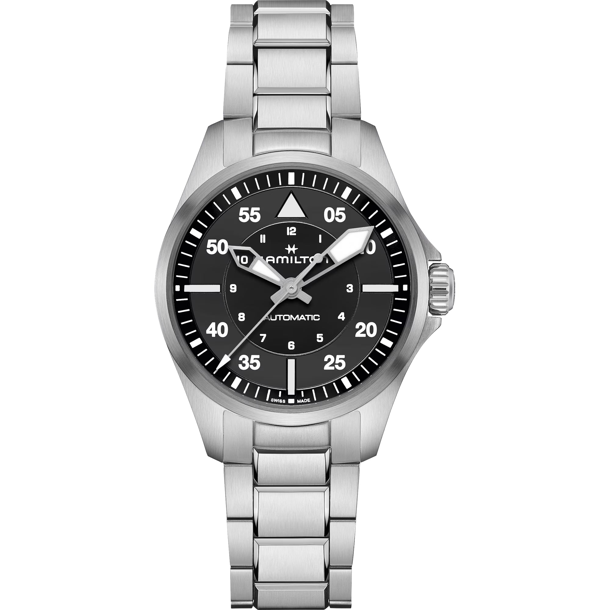 Hamilton Khaki Aviation Pilot Automatic Black Dial Steel Strap Unisex Watch H76215130