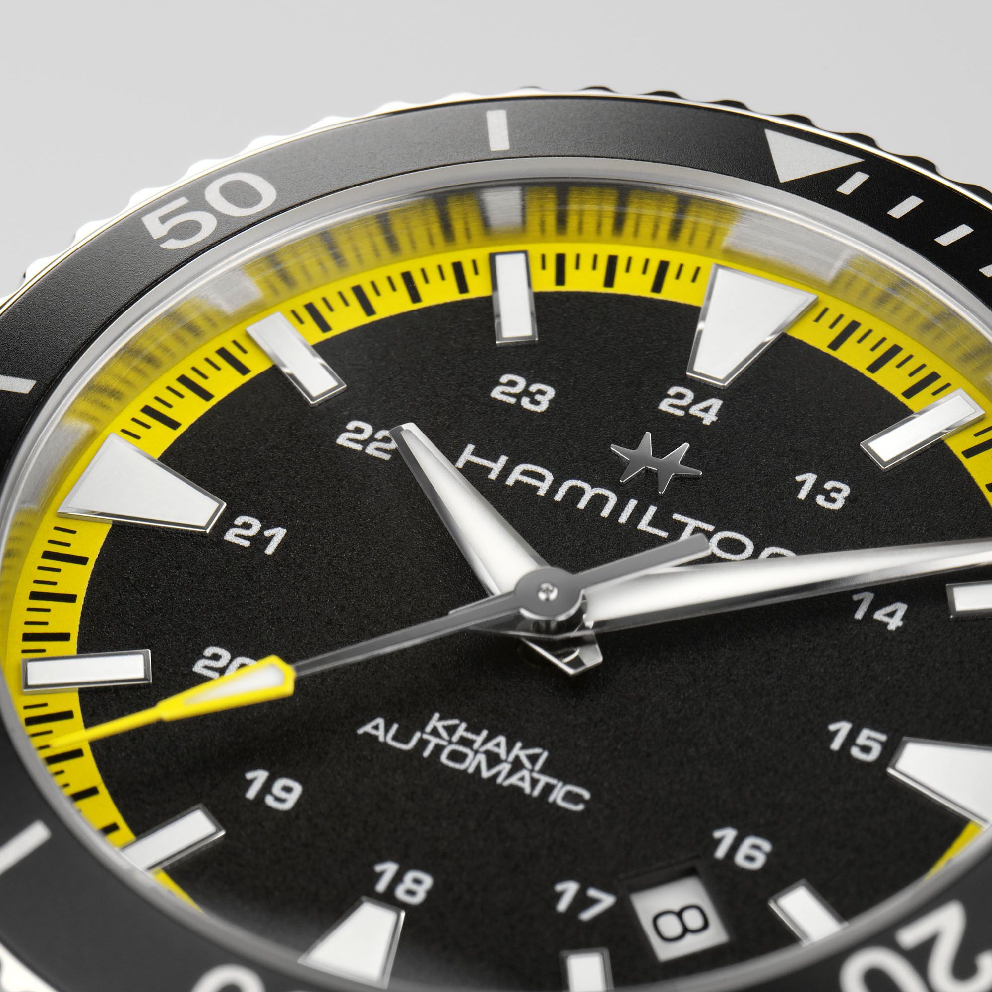 Hamilton Khaki Navy Scuba Auto Black Dial Yellow Rubber Strap Men's Watch H82395332